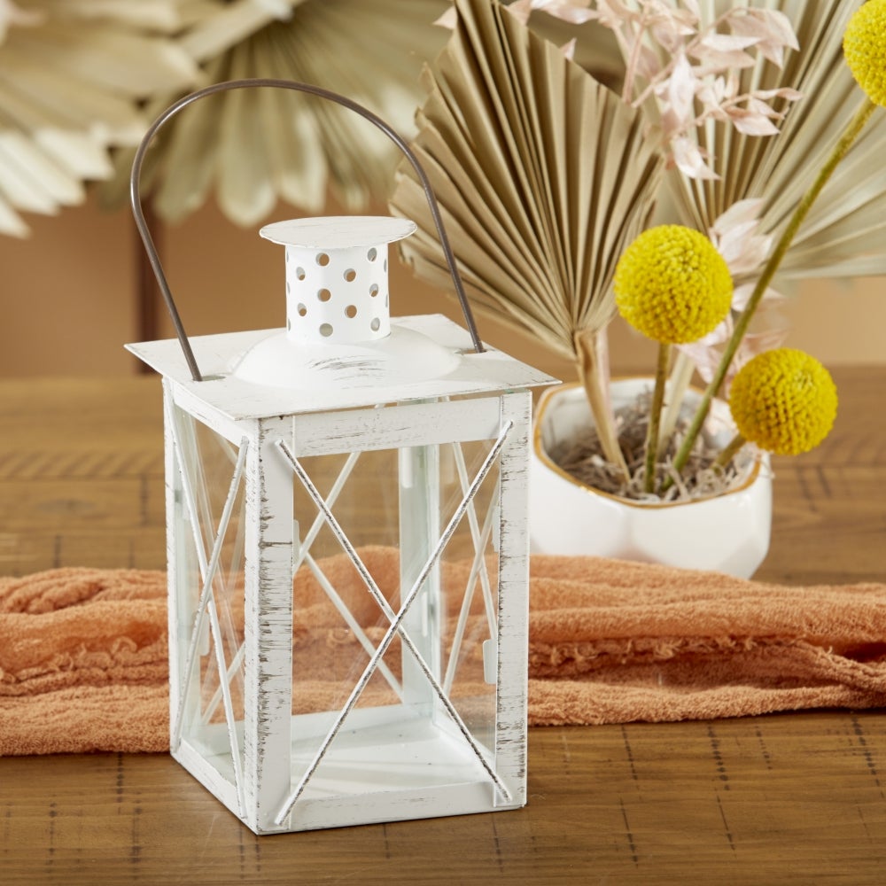 Luminous White Lantern Tea Light Holder - Medium Size Decorative Candle Holder for Wedding, Party, Garden & Home Decor