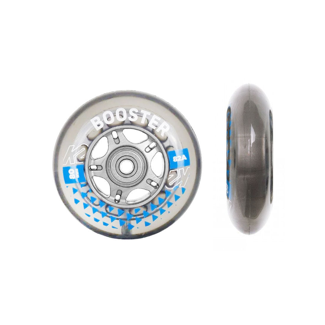 K2 Booster 80mm 82a 8pk Skateboard Wheels with ILQ9 Bearings - Perfect for Street Skating, Longboard Cruising & Smooth Rides