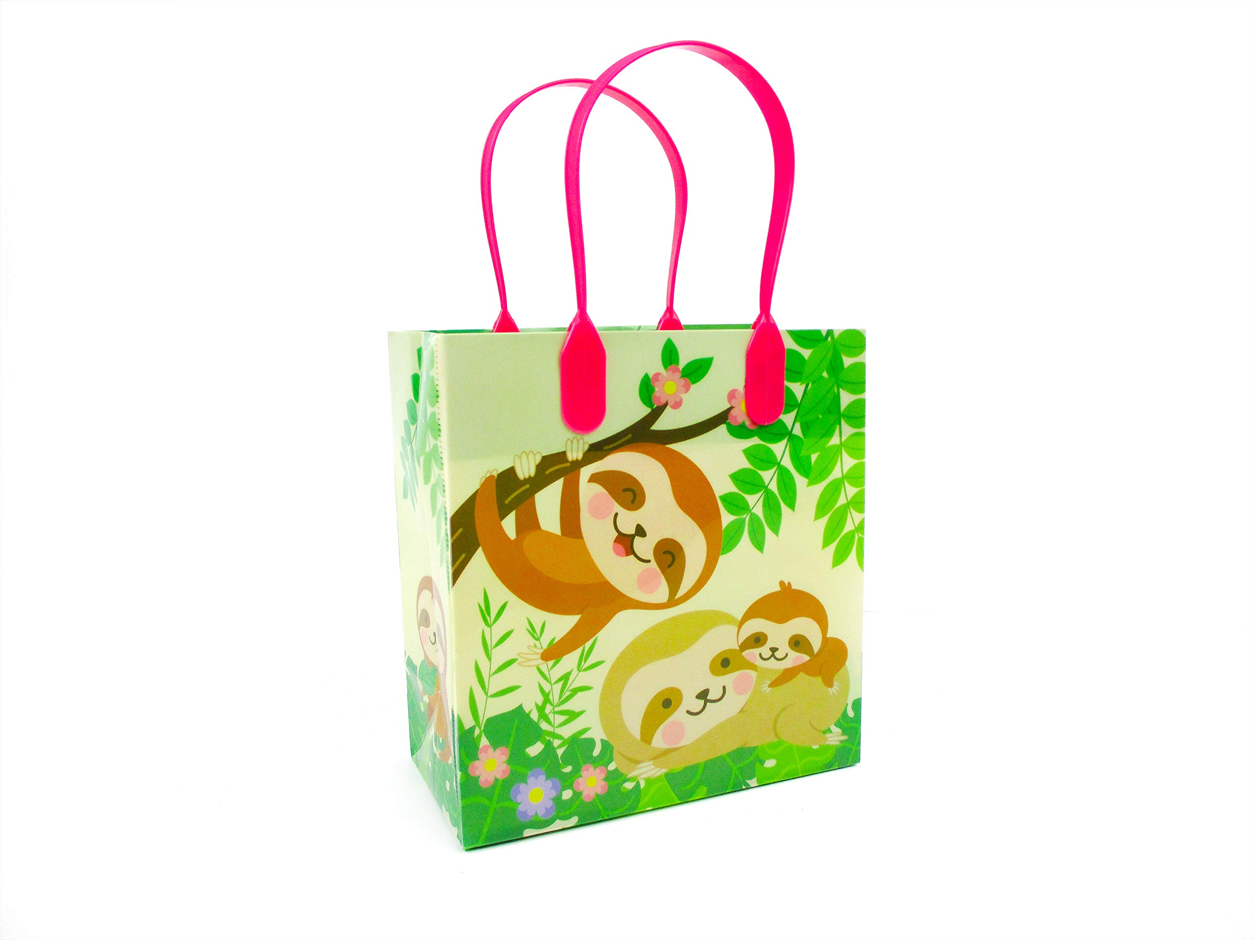 Sloth Themed Party Favor Bags with Handles - 12 Pack Cute Sloth Candy Bags for Birthday Parties, Baby Showers & School Events - Durable Treat Bags for Goodie Bags, Party Decorations & Gift Packaging