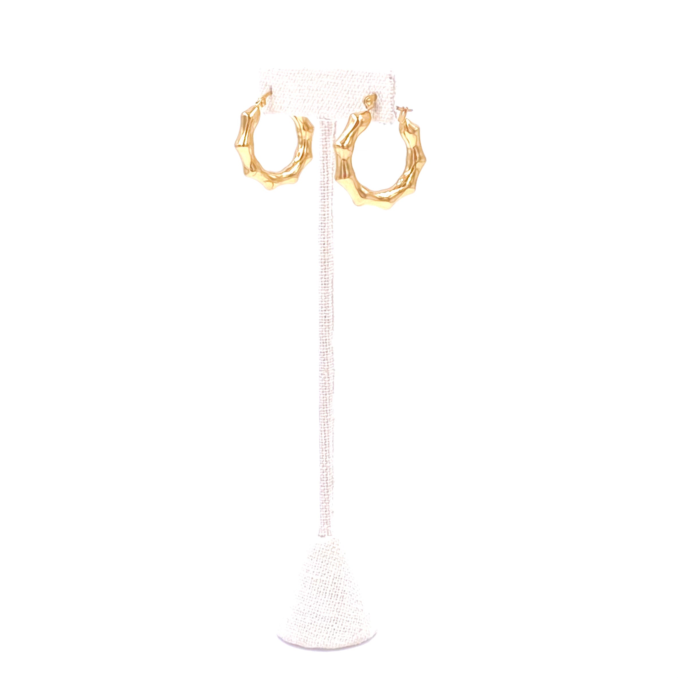 Ashley Gold Stainless Steel Bamboo Hoop Earrings 1.5 Inch - Hypoallergenic Lightweight Dangle Earrings for Women, Perfect for Everyday Wear, Parties & Gifts