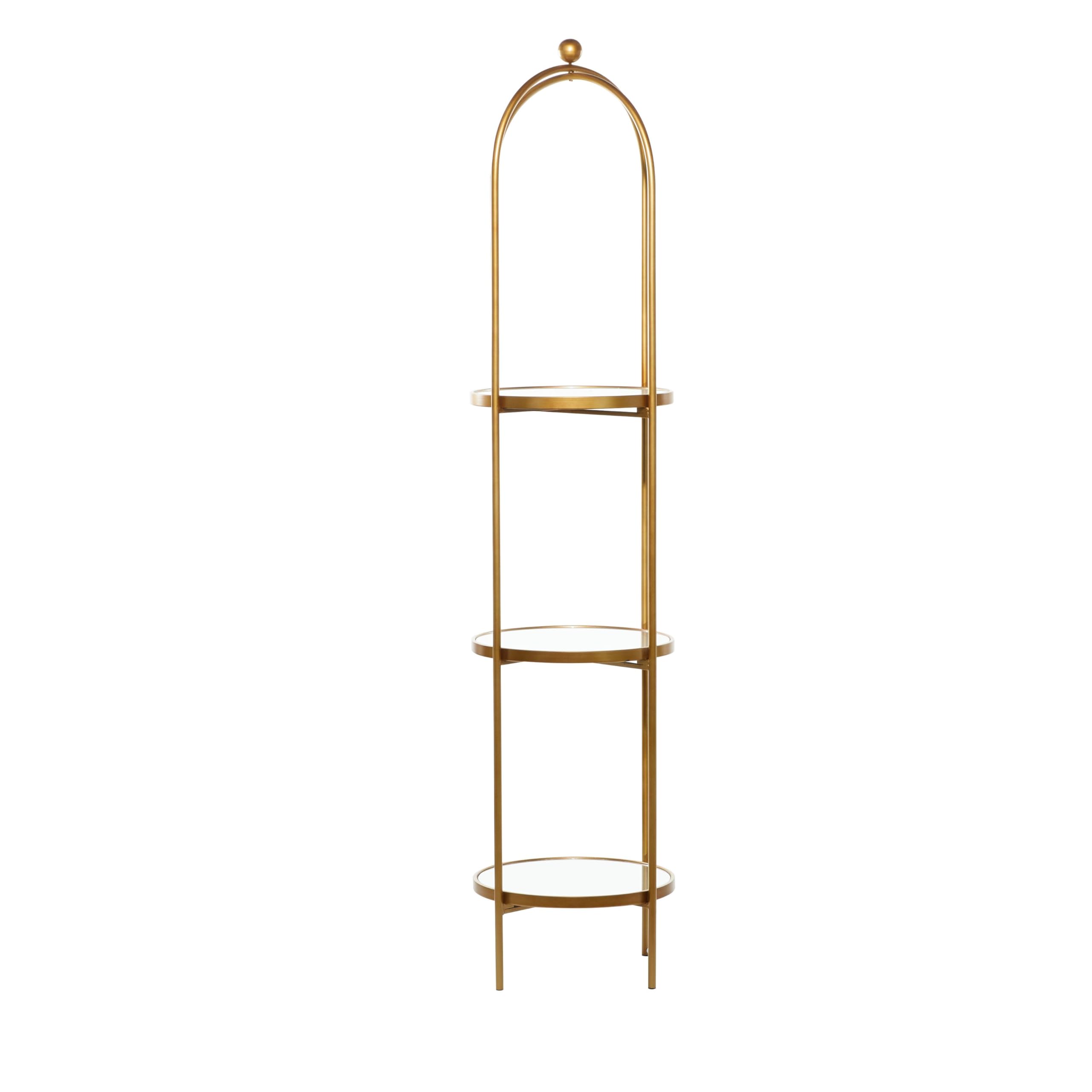 Deco 79 3-Tier Gold Metal Storage Shelf with Mirror - 18