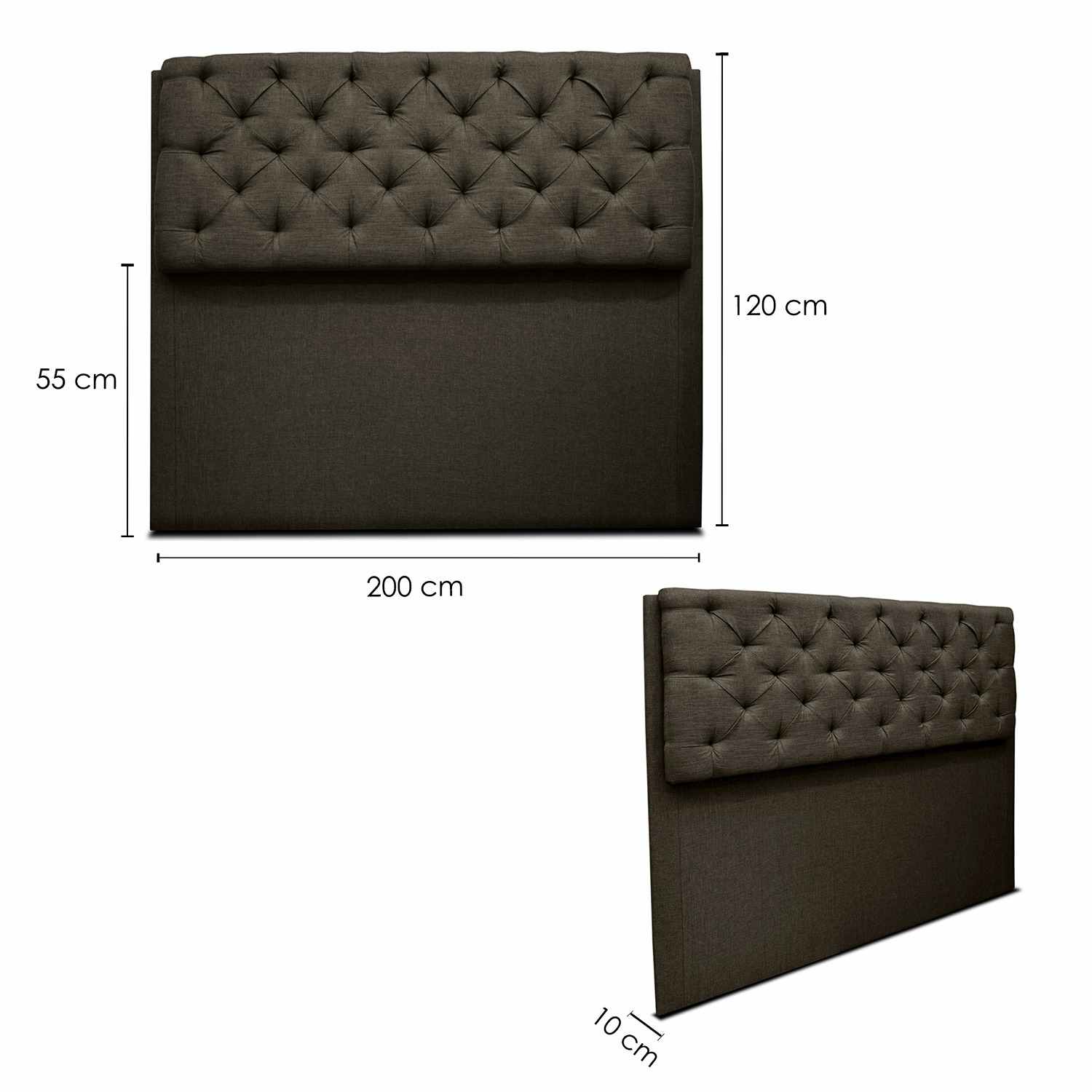 Dreamer King 200cm Floor Bed Frame with Sturdy Fabric Headboard - Brown - Perfect for Modern Bedrooms, Guest Rooms & Cozy Living Spaces
