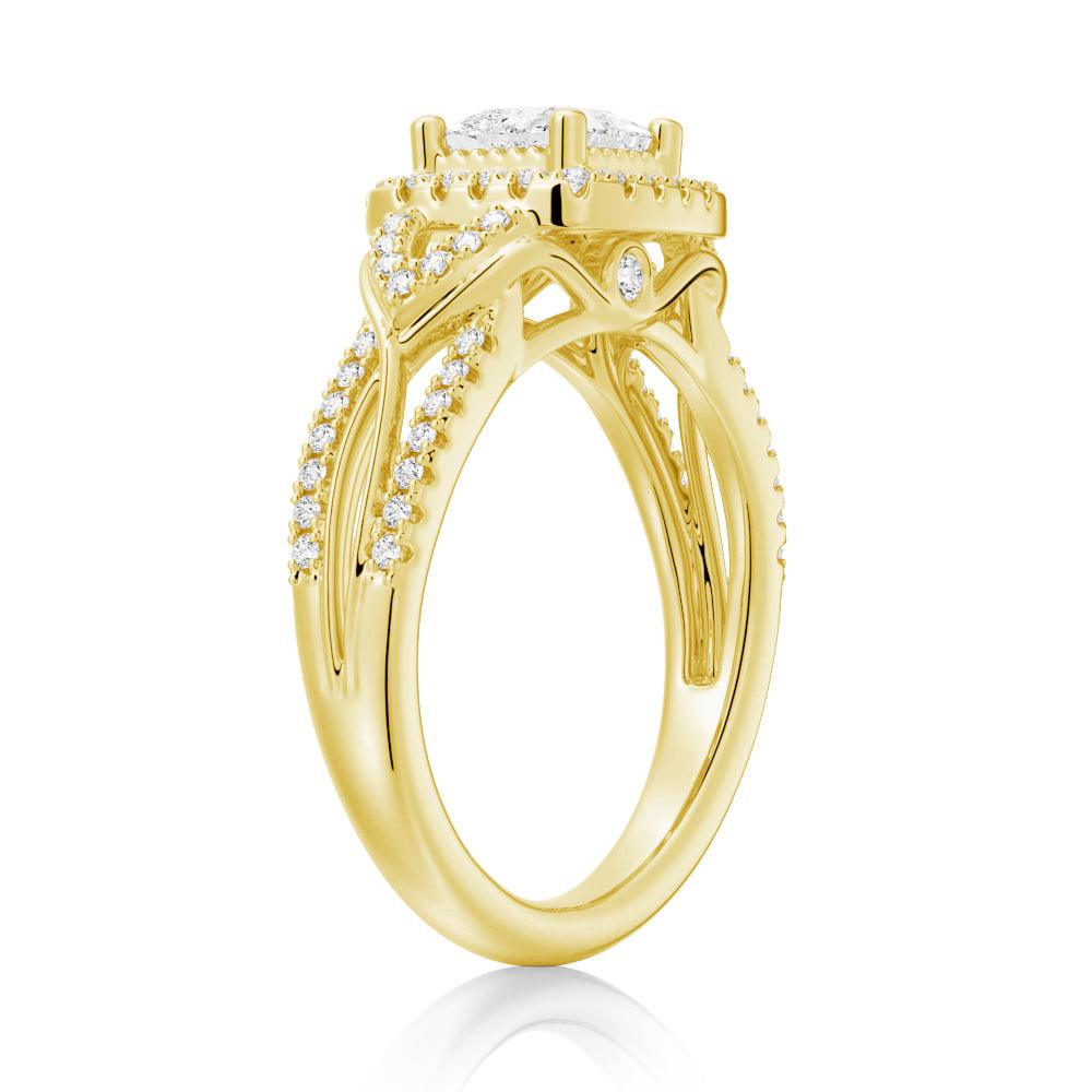 Vintage Princess Cut Moissanite Engagement Ring with Infinity Band - Perfect for Proposals, Anniversaries & Romantic Occasions