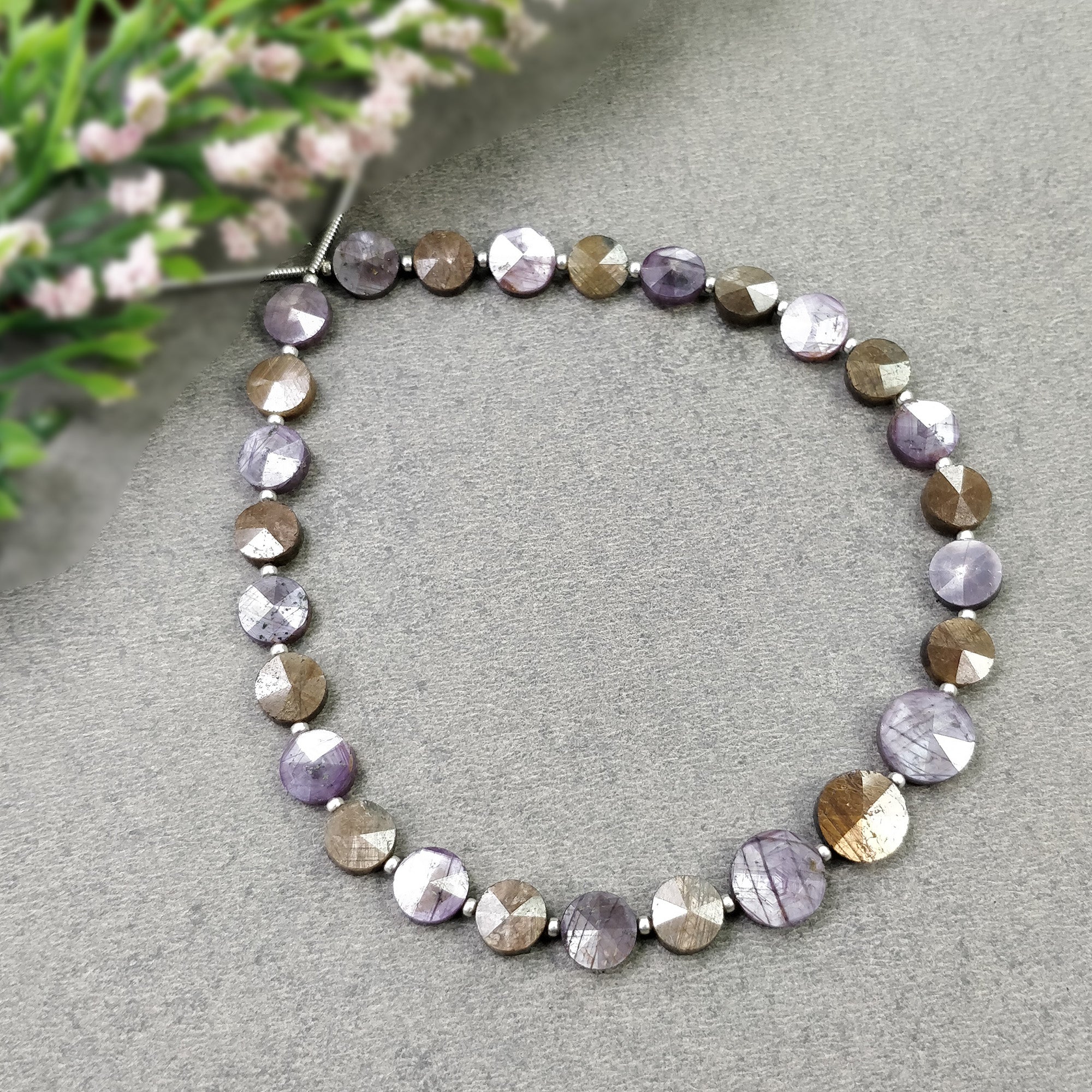 Natural Unheated Chocolate & Raspberry Sapphire Gemstone Loose Beads - 57.00cts Step Cut Round Briolette (7mm-9mm) for Jewelry Making, DIY Bracelets & Necklaces