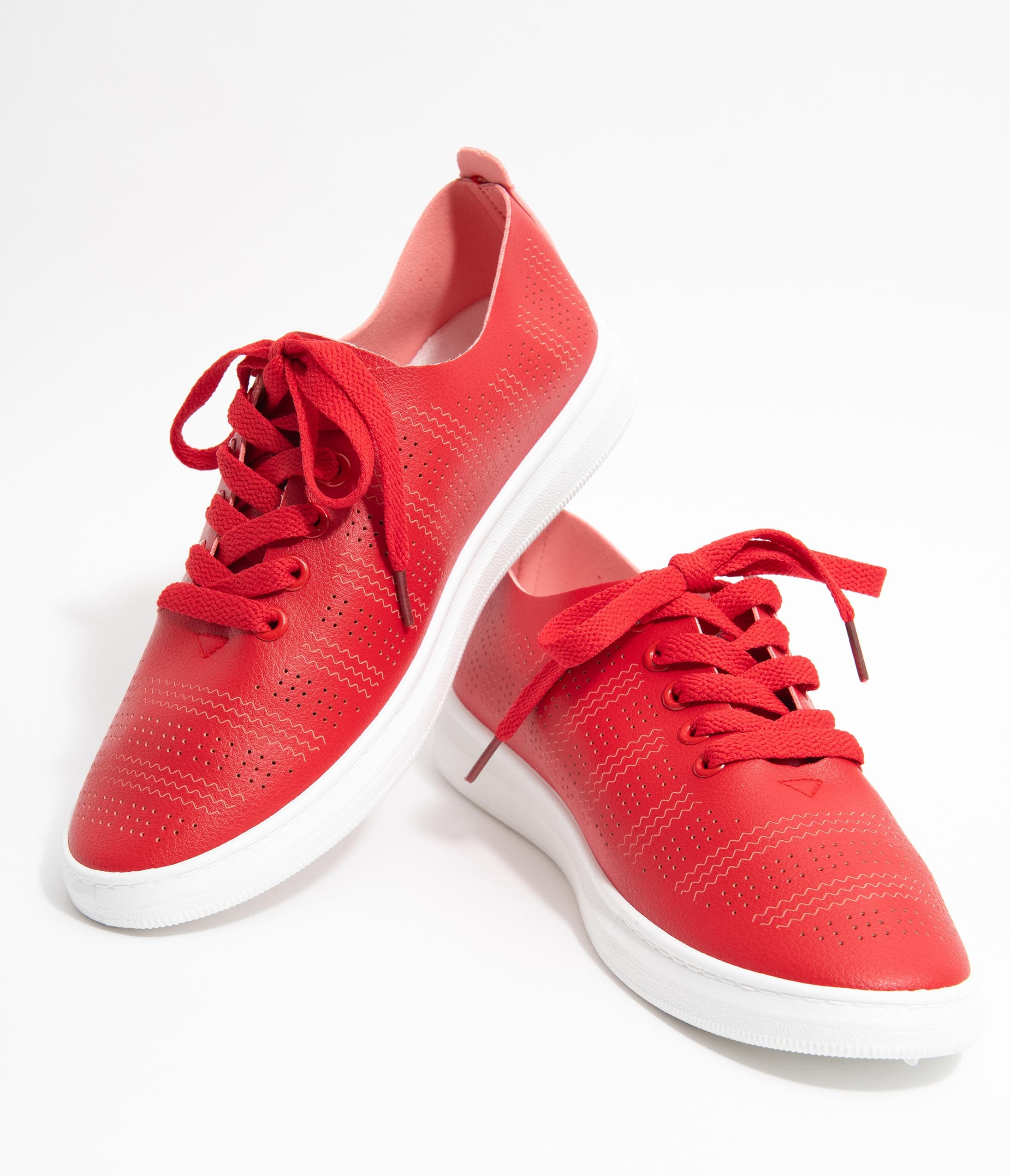 Breathable Red Perforated Sneakers for Men & Women - Lightweight Running Shoes for Gym, Walking & Casual Wear
