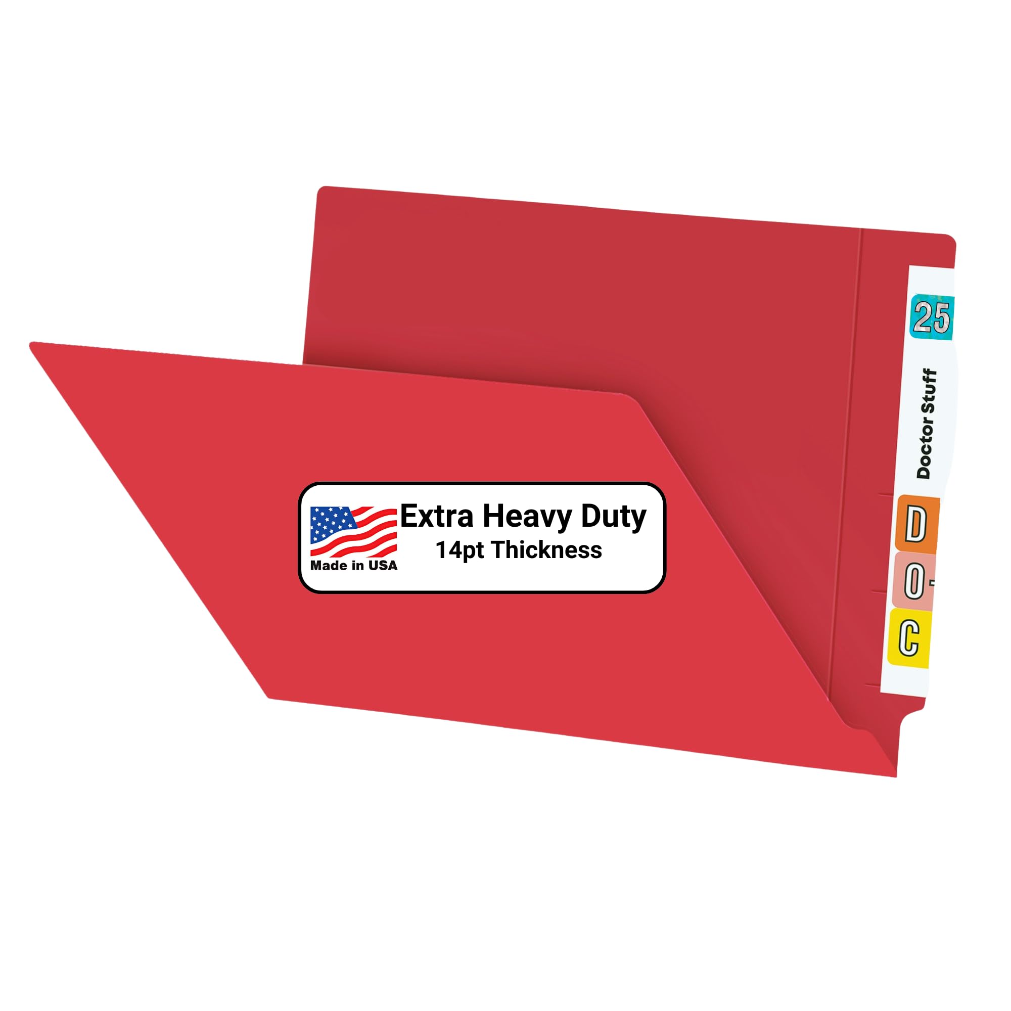 Premium Red Letter Size File Folders - 14pt Reinforced End Tab Folders, Pack of 250 - Perfect for Office Organization, Medical Records & Document Storage