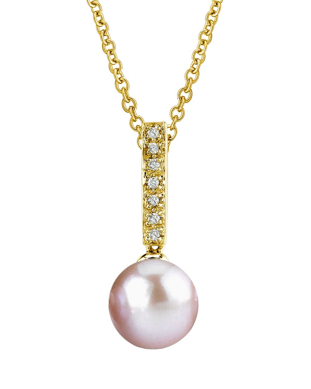 14K Gold Pink Pearl Diamond Necklace for Women - Elegant Gift & Party Wear