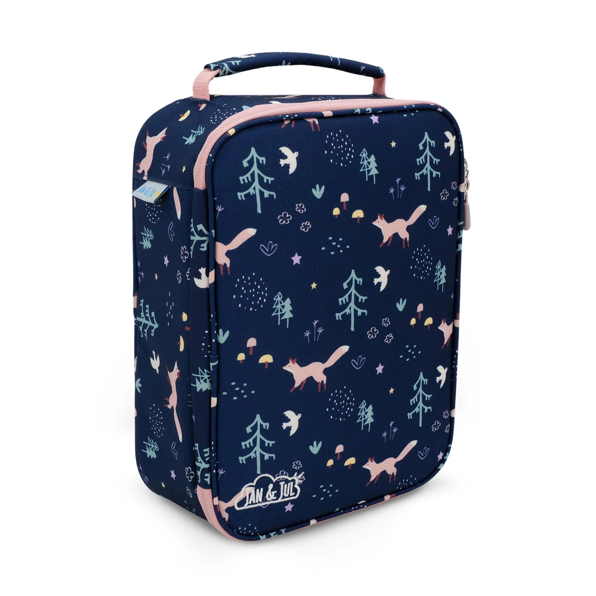 Jan & Jul Insulated Lunch Bag for Kids - Navy Forest Design, Leakproof & Eco-Friendly - Perfect for School, Picnics & Outdoor Activities