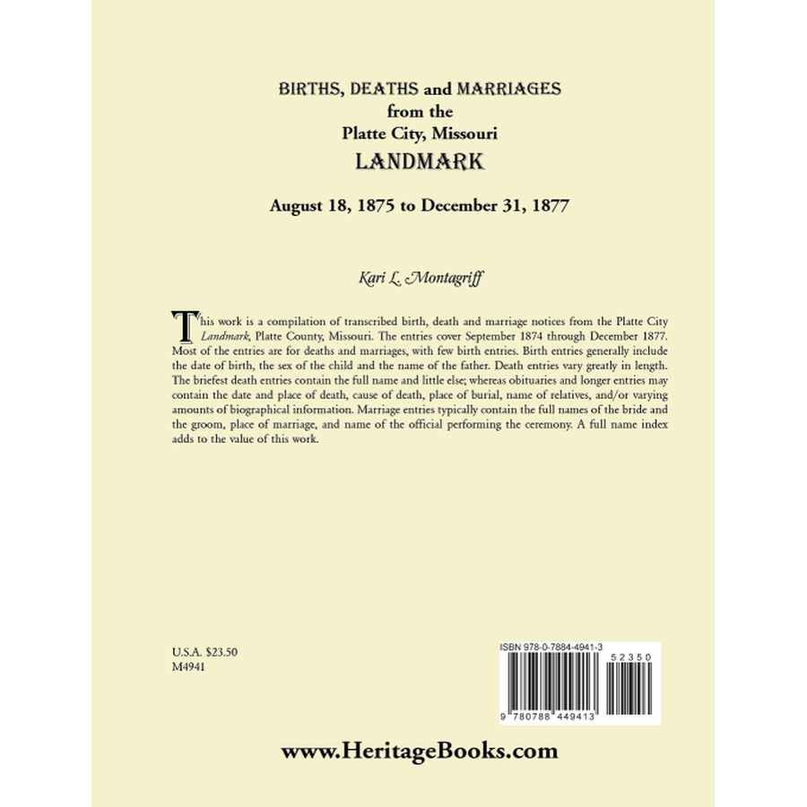 Historical Records: Births, Deaths & Marriages in Platte City, Missouri (1875-1877) | Genealogy Research & Family History Documentation