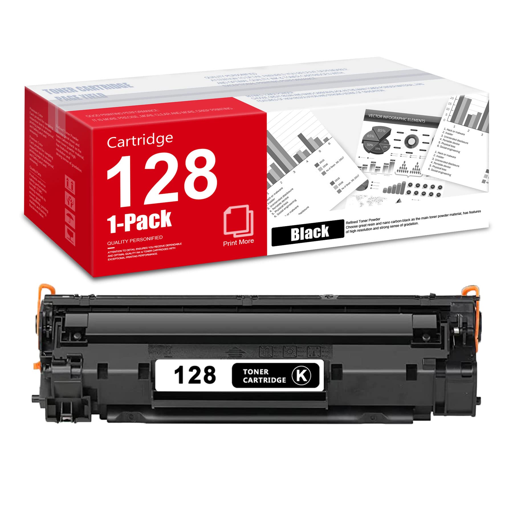 Canon 128 Toner Cartridge Replacement for MF4580dn, D560, L100 Printers - Black (1 Pack) for Office & Home Printing