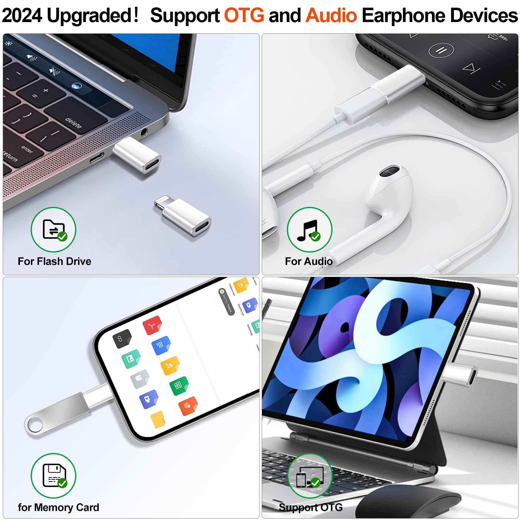 USB C to Lightning Adapter - Fast Charging & Data Transfer, Supports Audio/OTG for iPhone 14/13/12 Pro Max, iPad Air, AirPods, Nintendo Switch & Headphones - Perfect for Travel, Gaming & iOS Accessories