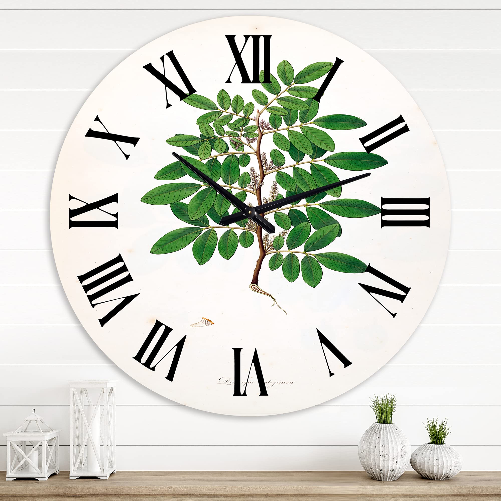 Vintage Farmhouse Wall Clock with Floral & Botanical Design - Large Decorative Clock for Home, Living Room, Kitchen, Office | Perfect for Rustic, Country, and Modern Interior Decor
