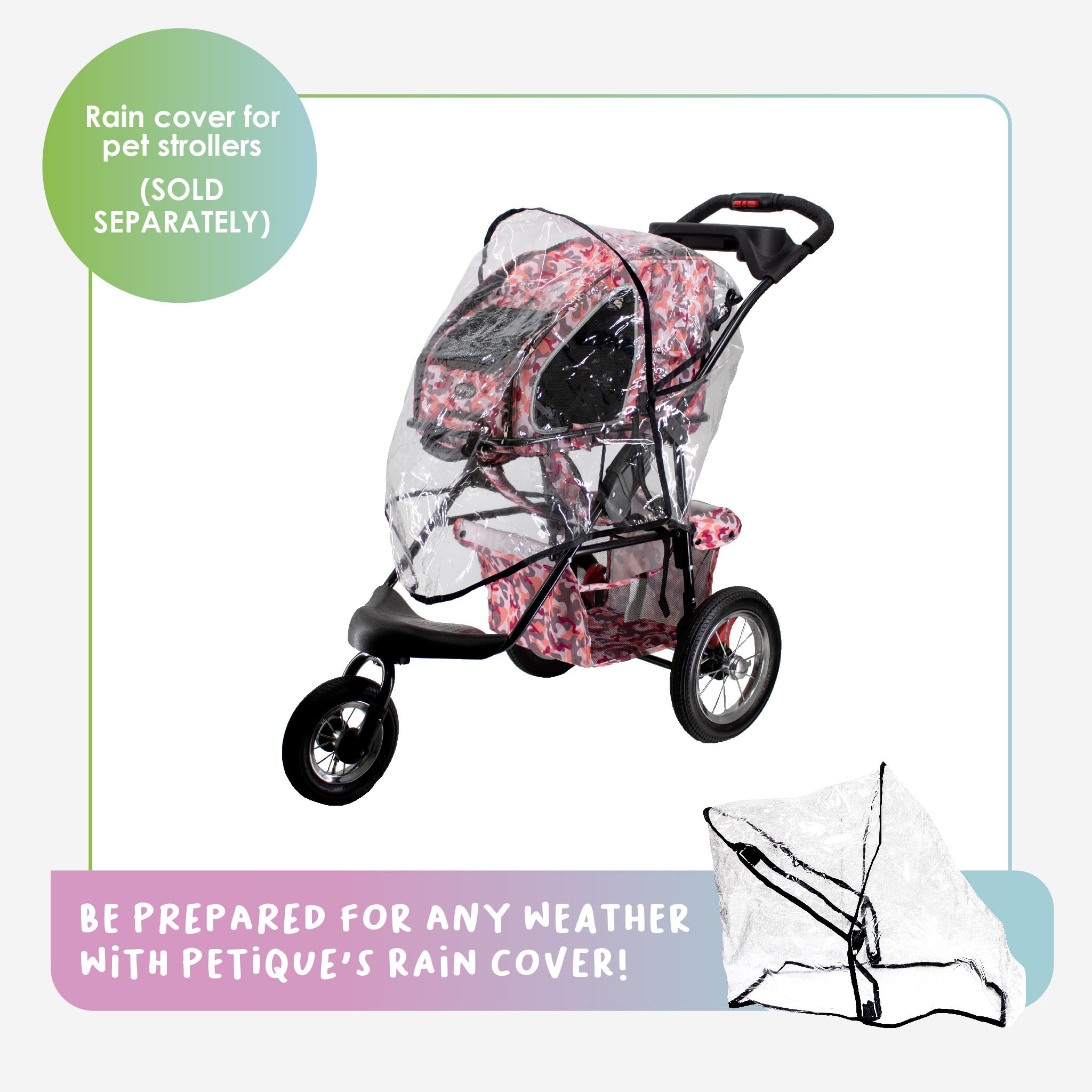 Petique Sunset Strip 5-in-1 Complete Travel System with Pet Carrier & Stroller for Dogs & Cats - Perfect for Road Trips, Vet Visits & Outdoor Adventures