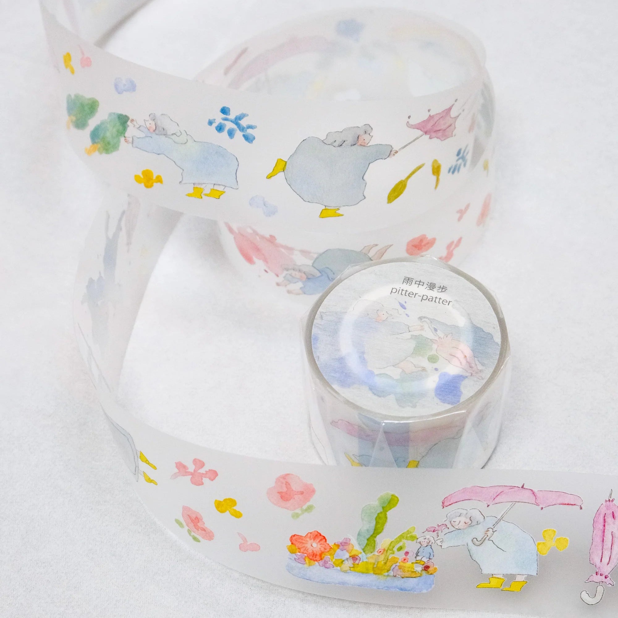 Dodolulu Washi Tape Pitter Patter (PET) - Decorative Japanese Paper Tape for Scrapbooking, Journaling, DIY Crafts & Gift Wrapping