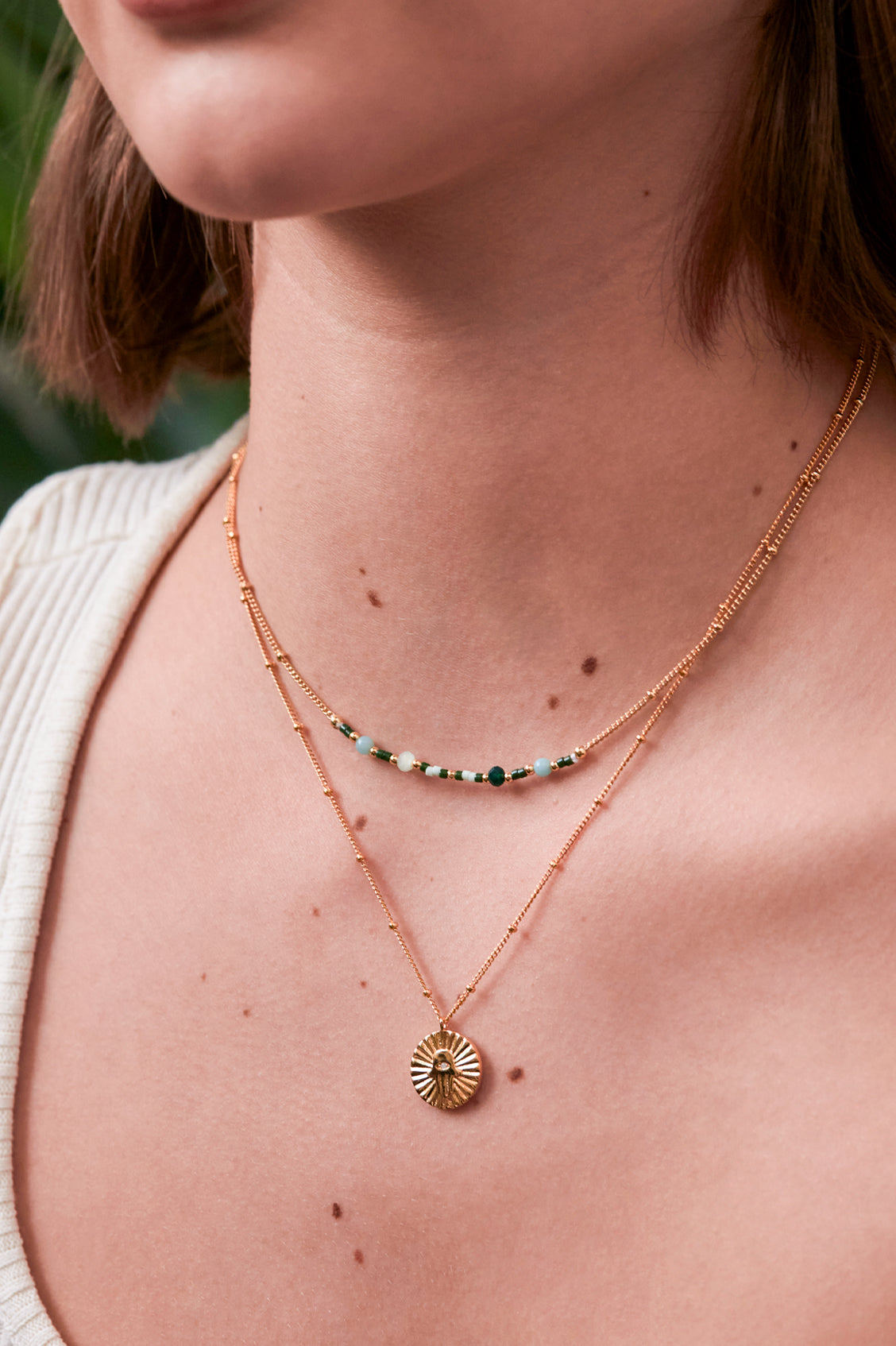Mini Green Beaded Chain Necklace for Women - Dainty Bohemian Jewelry for Everyday Wear & Layering | Perfect for Casual Outfits, Office Wear & Special Occasions