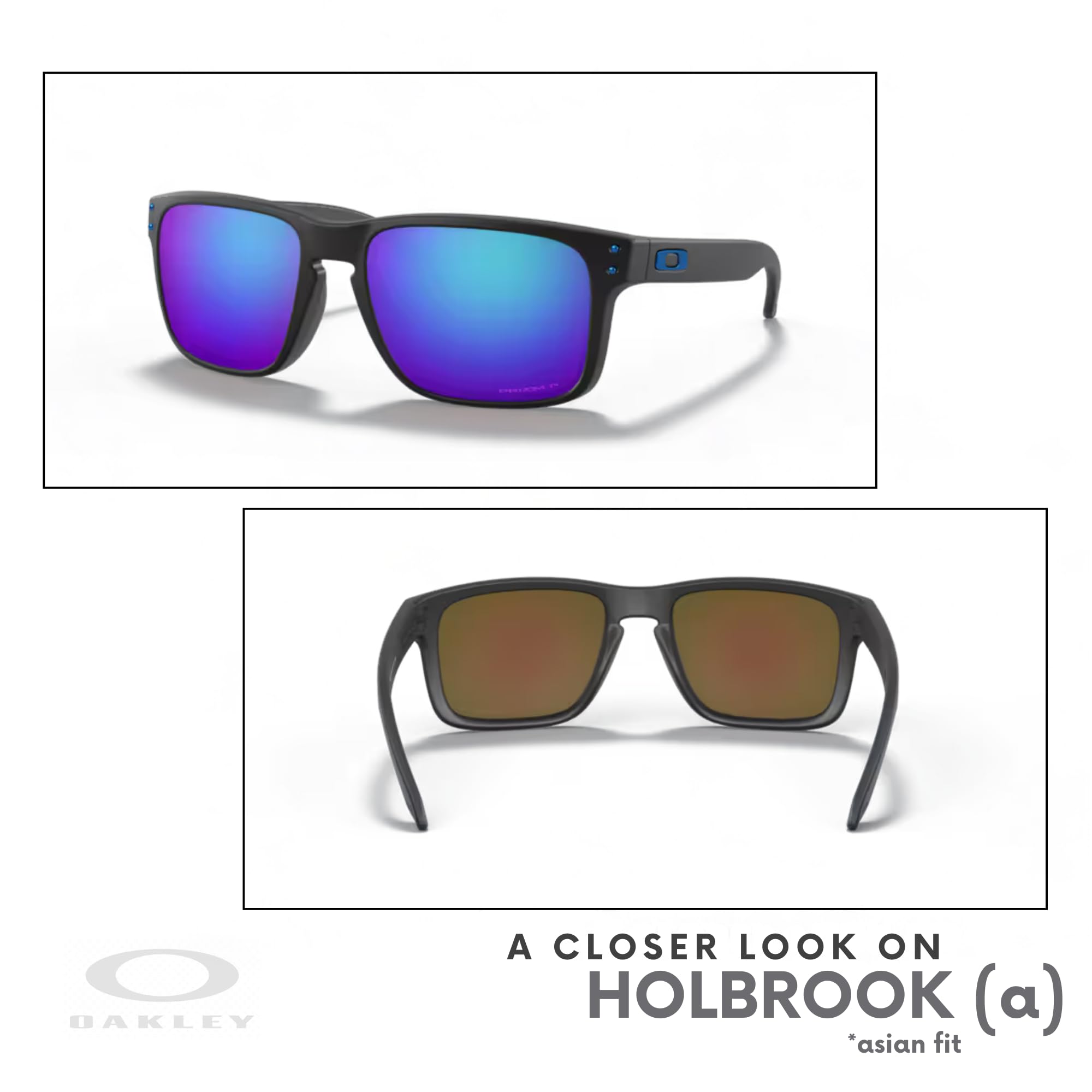 Oakley Holbrook Asian Fit OO9244 Low Bridge Sunglasses for Men - Polarized UV Protection, Lightweight Frame + Includes Free Leash & iWear Care Kit | Perfect for Driving, Running, Outdoor Sports & Everyday Wear
