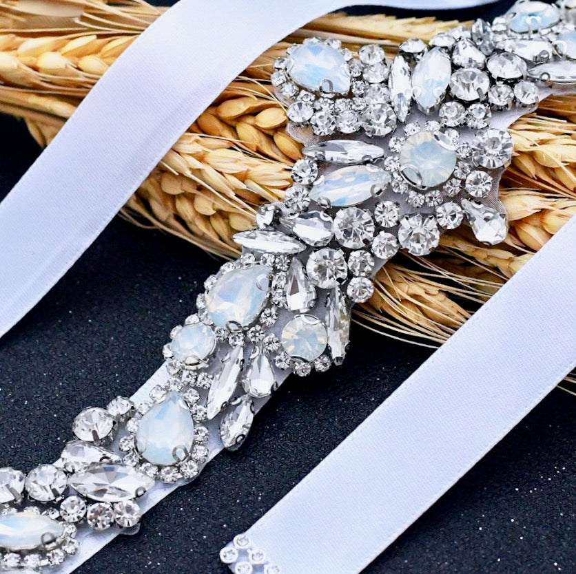 Swarovski Opal Bridal Belt - Elegant Wedding Sash for Brides, Bridesmaids & Prom - Perfect for Weddings, Formal Events & Special Occasions