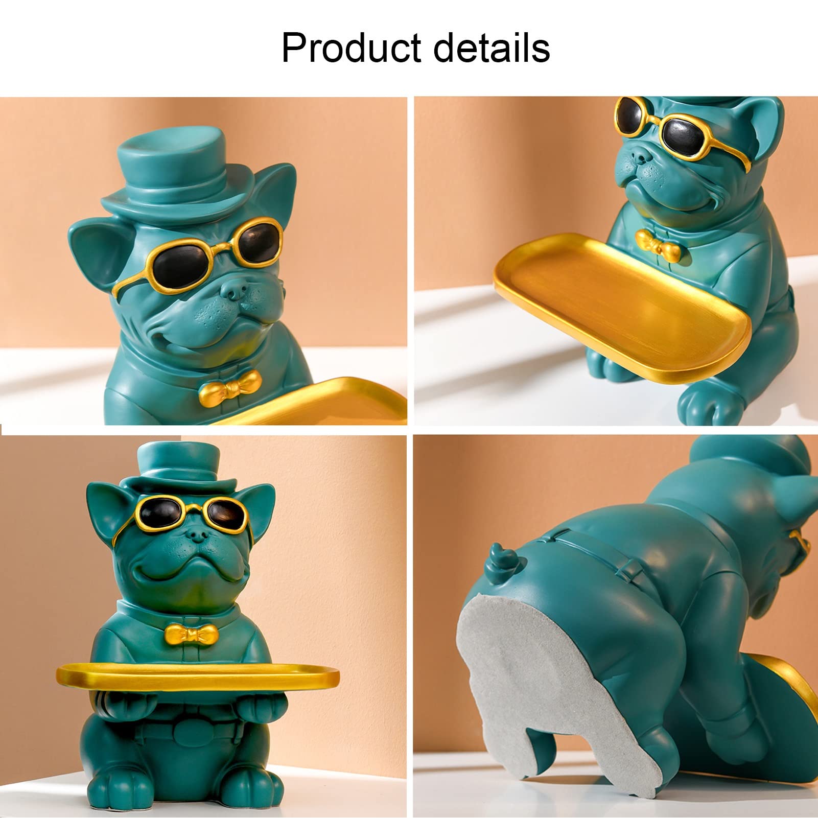 JKGHK Black Resin Storage Statue - Elegant Gentleman Dog Sculpture with Tray | Modern Home & Office Decoration | Desktop Organizer for Jewelry, Keys, Candy | Perfect Gift for Pet Lovers & Home Decor Enthusiasts