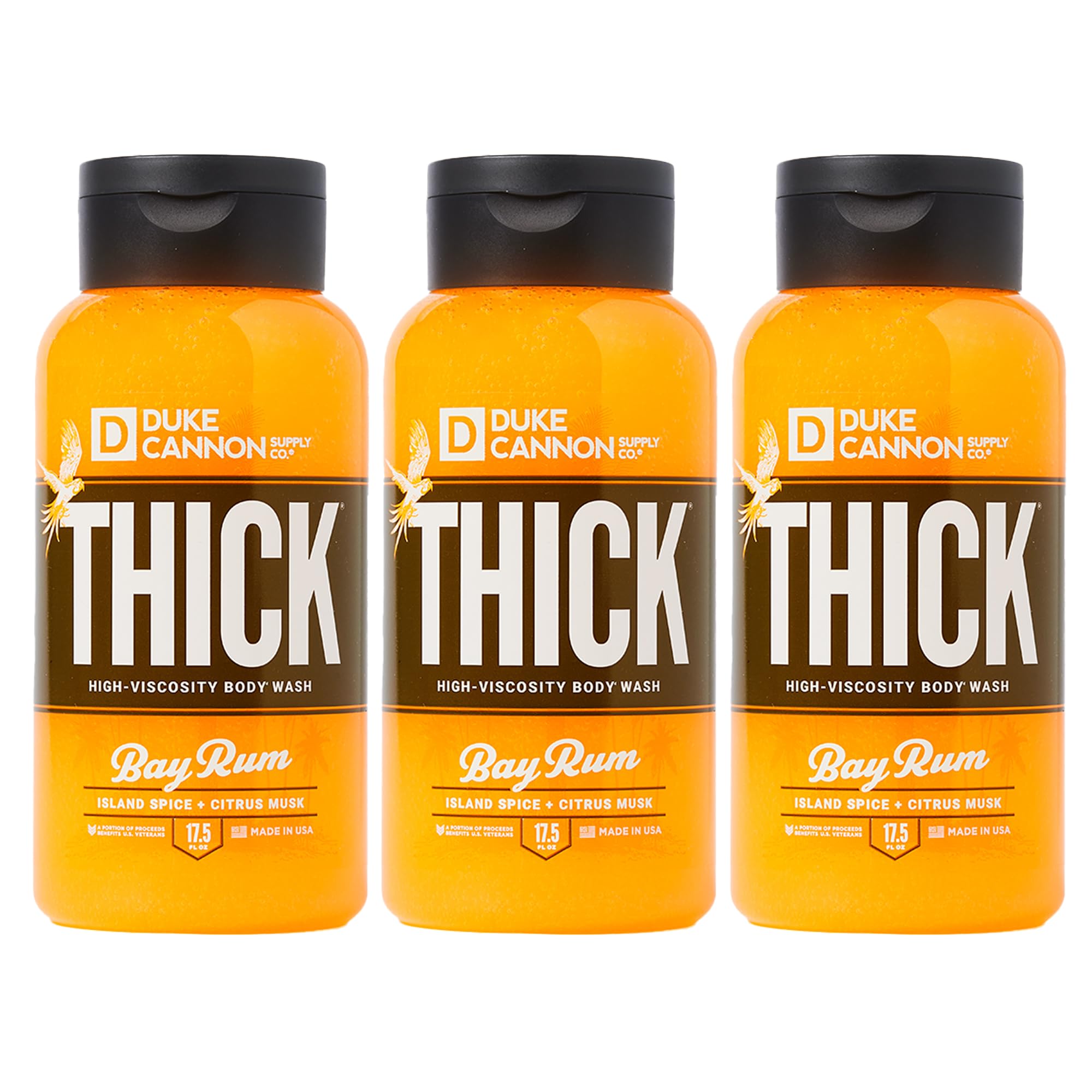 Duke Cannon Thick High Viscosity Body Wash for Men - Bay Rum Scented (3-Pack) | Long-Lasting Moisturizing Shower Gel for Dry Skin | Perfect for Gym, Travel & Daily Use