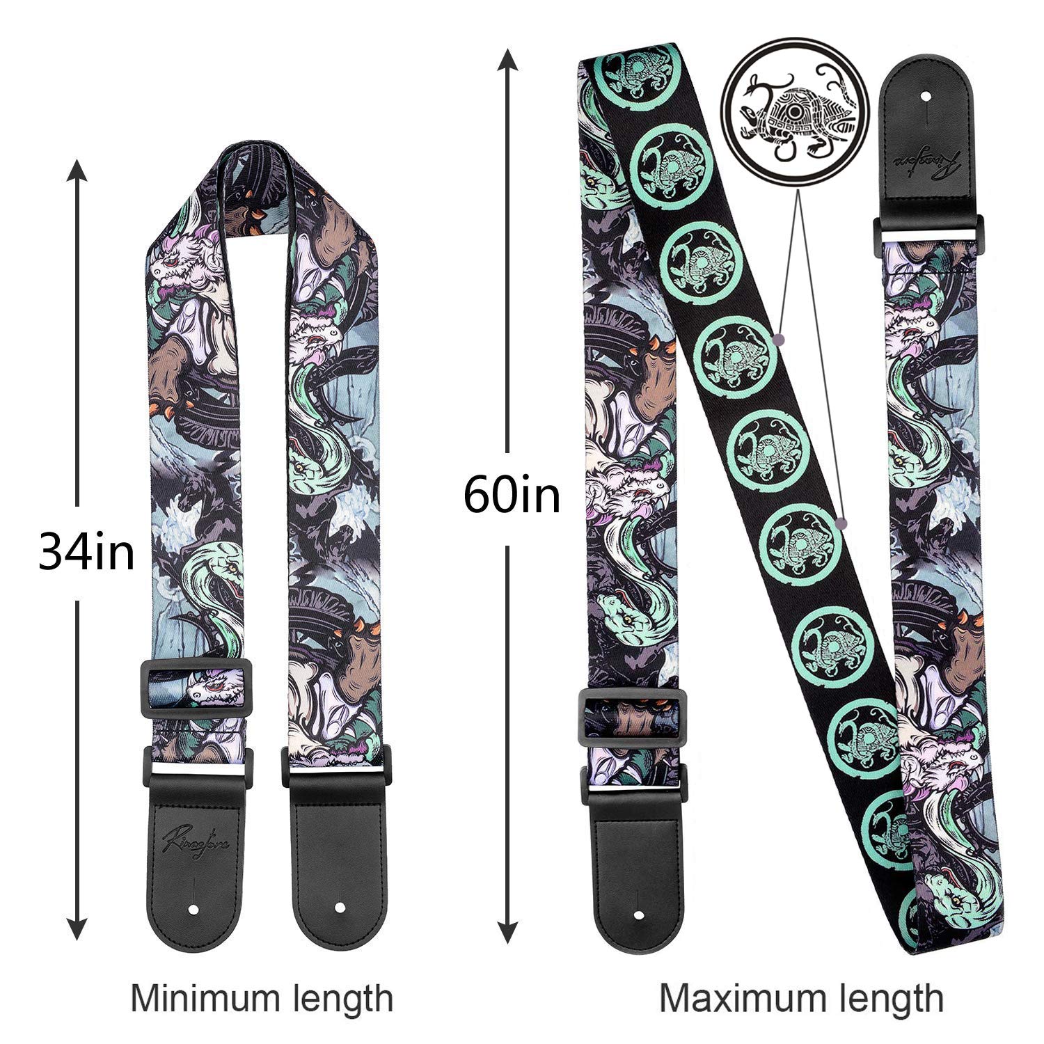 Premium Guitar Strap - Adjustable Soft Padded Shoulder Strap for Acoustic, Electric & Bass Guitars - Comfortable Support for Live Performances, Studio Sessions & Practice