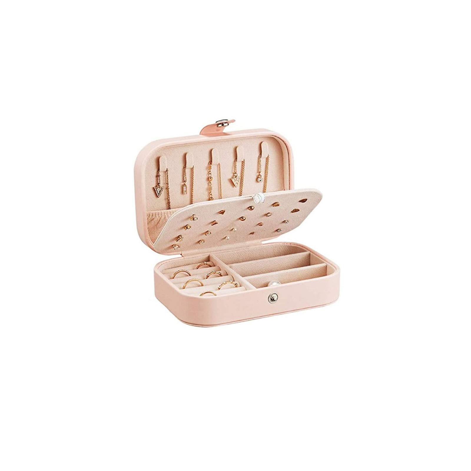 Elegant Small Jewelry Box for Women & Girls - Portable Travel Jewelry Organizer with Earring Holder - Perfect for Gifts, Home Storage & Vacation Accessories