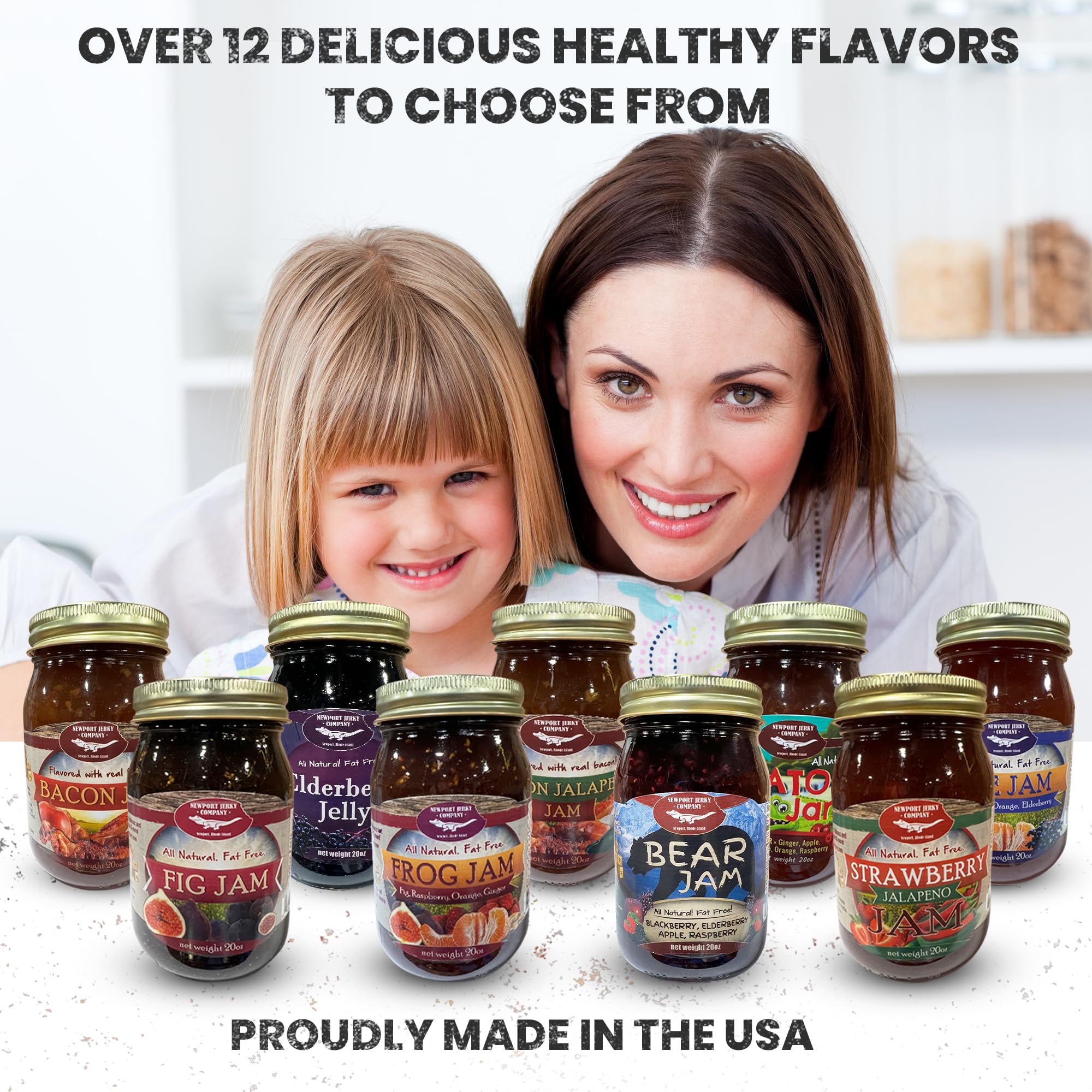 Newport Jerky Company Bacon Jam - Real Bacon Flavor | Gourmet Small Batch Spread for Burgers, Sandwiches & Toast | USA-Made 20oz Reusable Glass Jar | Perfect for BBQs, Charcuterie Boards & Breakfast