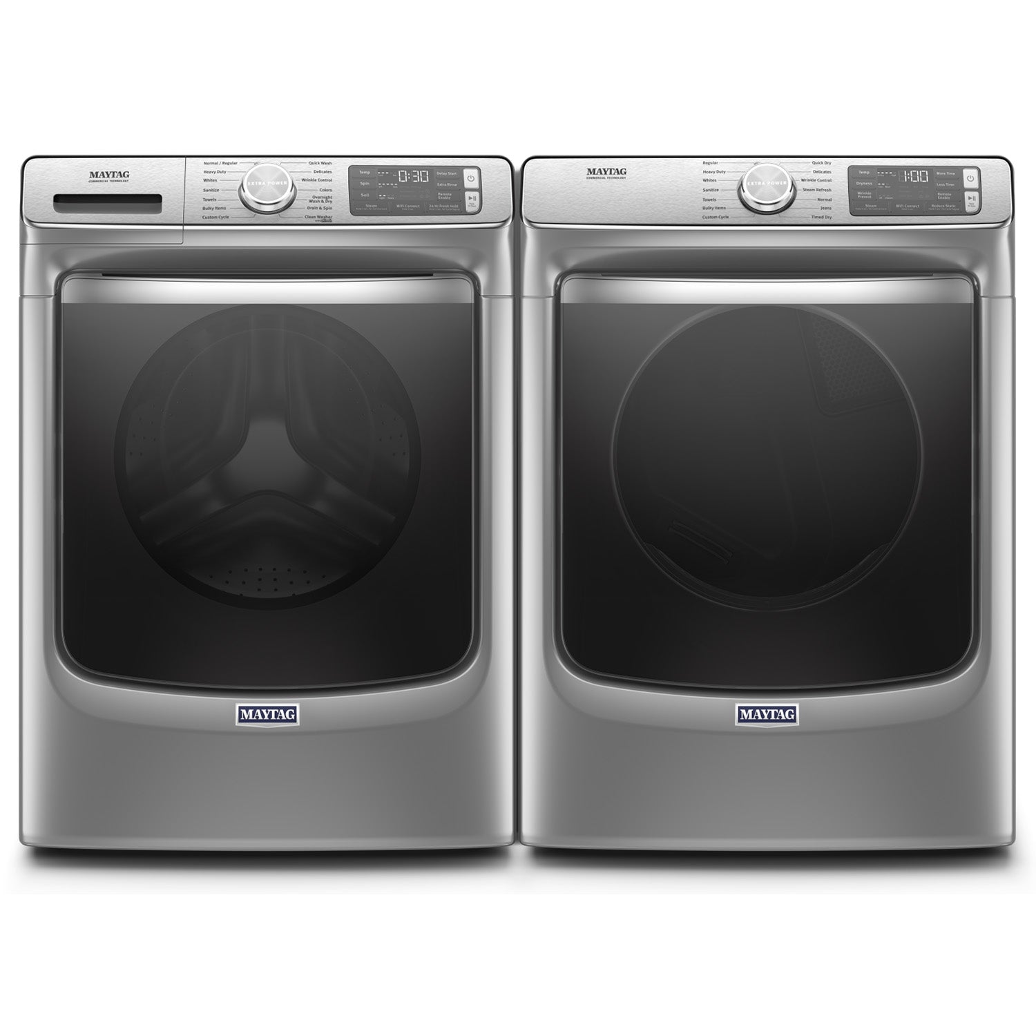 Maytag Metallic Slate 5.8 cu.ft Front Load Washer & 7.3 cu.ft Gas Dryer Set (MHW8630HC/MGD8630HC) - Large Capacity Laundry Pair for Family Homes & Apartments