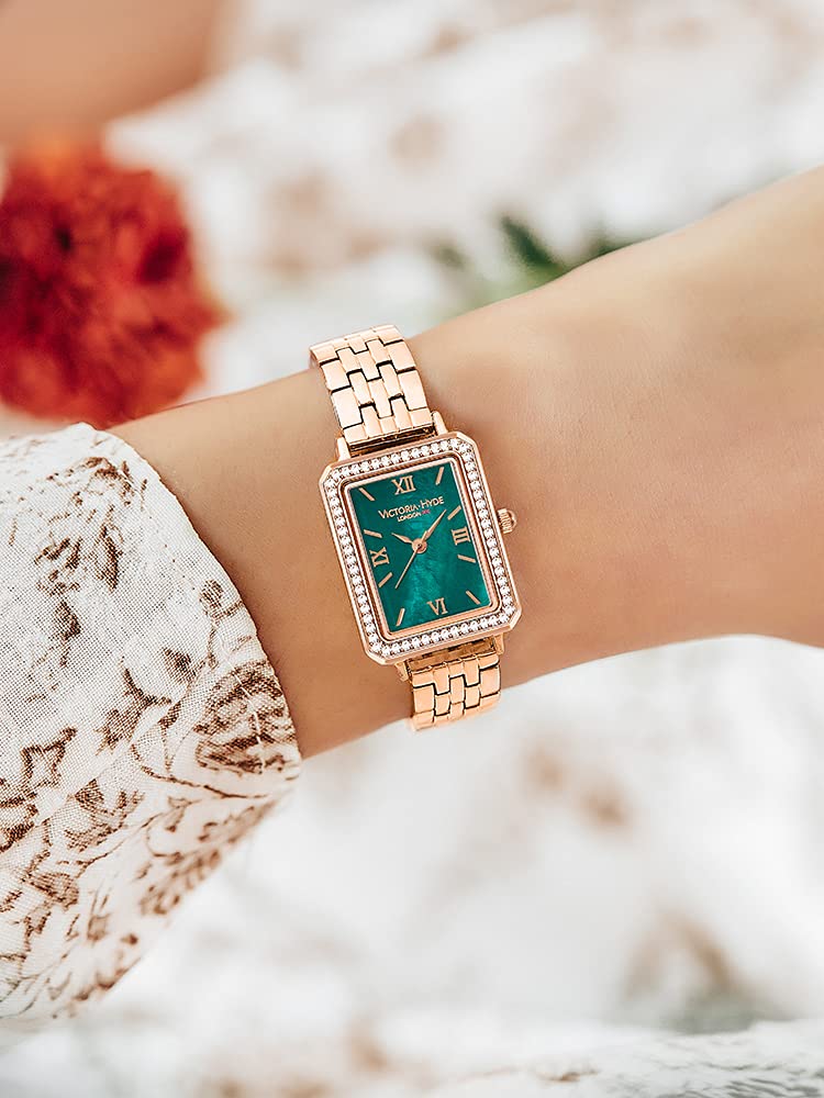 Victoria Hyde Women's Watch - Green Mother of Pearl Dial, Leather Strap for Office & Evening Wear