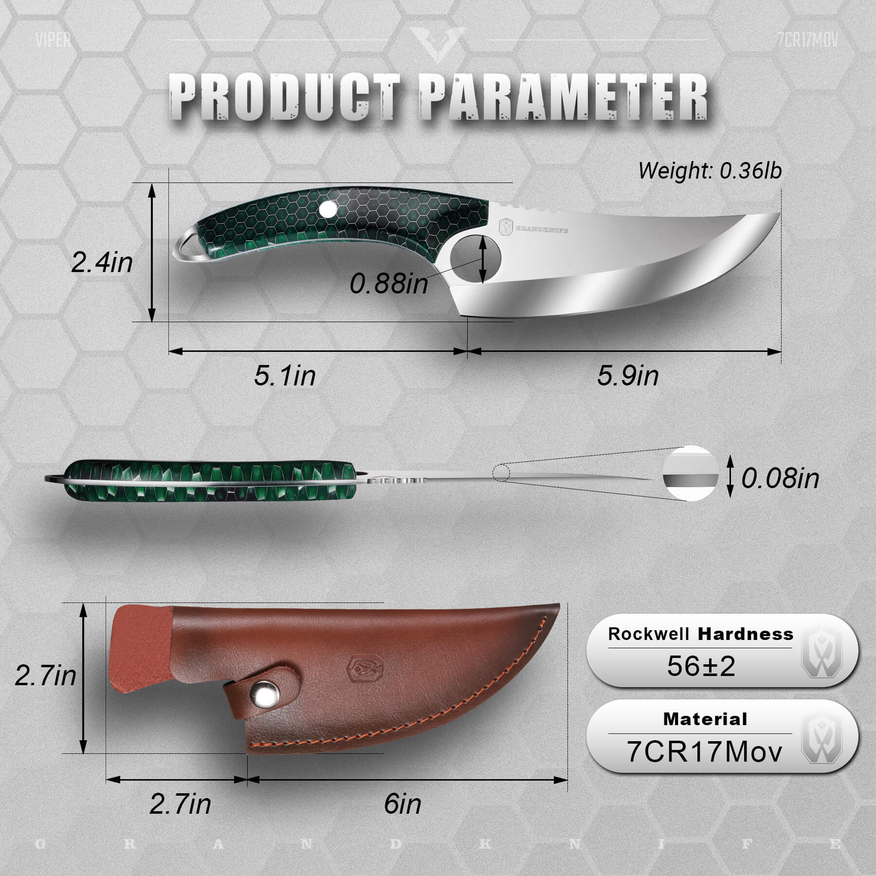 Premium Viper Boning Knife 6 Inch - Professional Stainless Steel Blade for Meat, Poultry & Fish - Perfect for Butchers, Chefs & Home Cooking