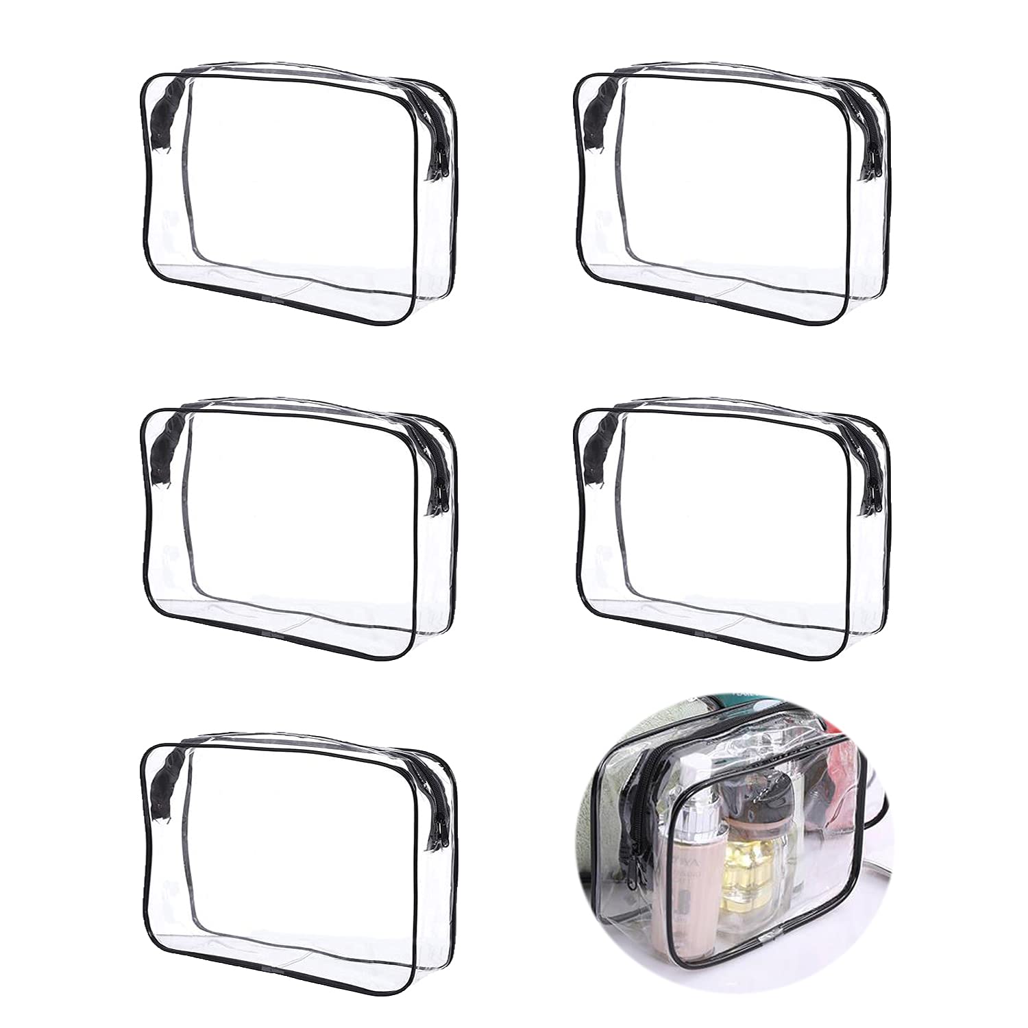 Clear Cosmetic Makeup Bag Set - 5 Pack Waterproof Travel Toiletry Organizer with Zipper for Business Trips, Vacations & Gym Essentials | Perfect for TSA, Carry-on Luggage & Daily Beauty Storage