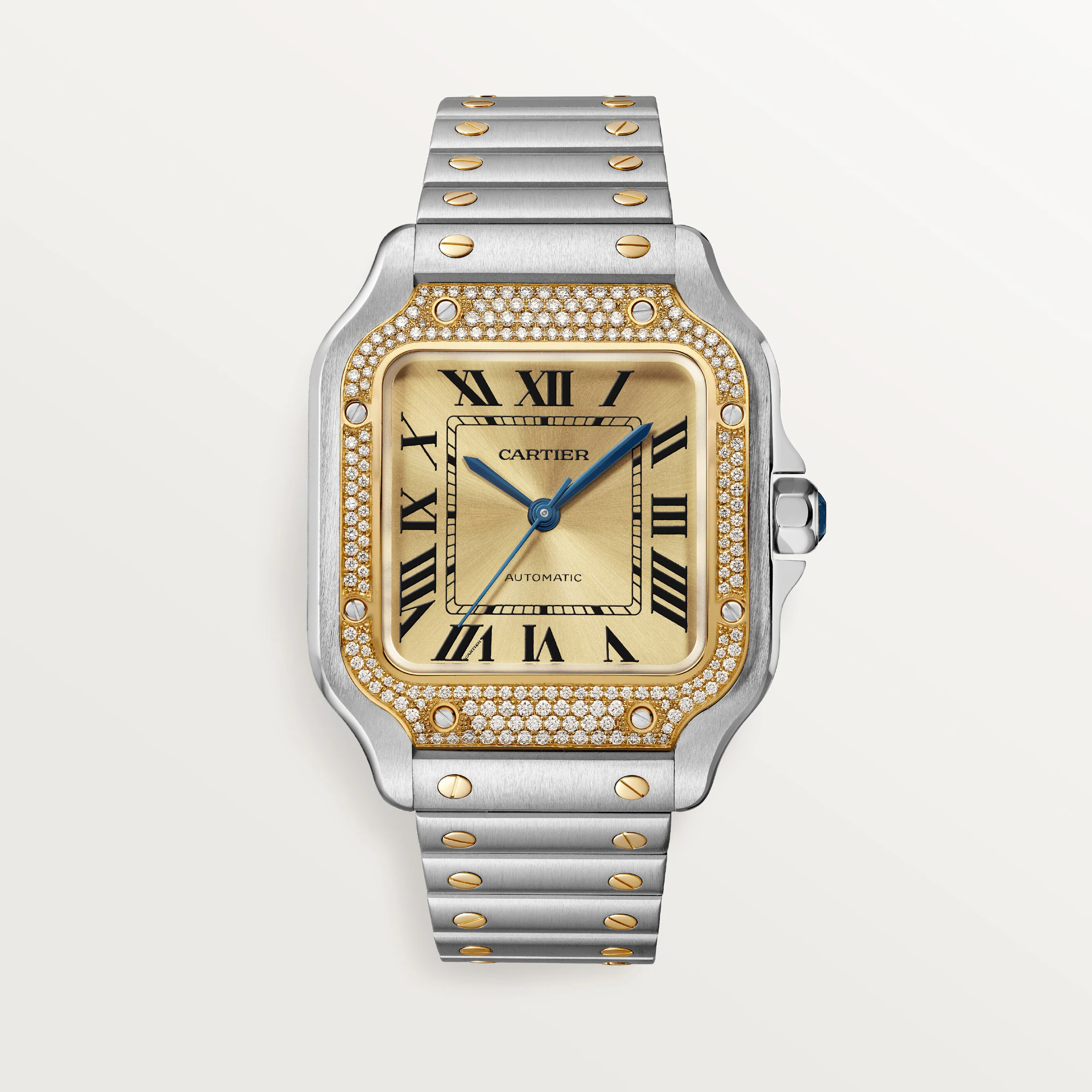 Cartier Santos Stainless Steel & Yellow Gold Diamond Unisex Watch - Luxury Dress & Business Timepiece for Men & Women
