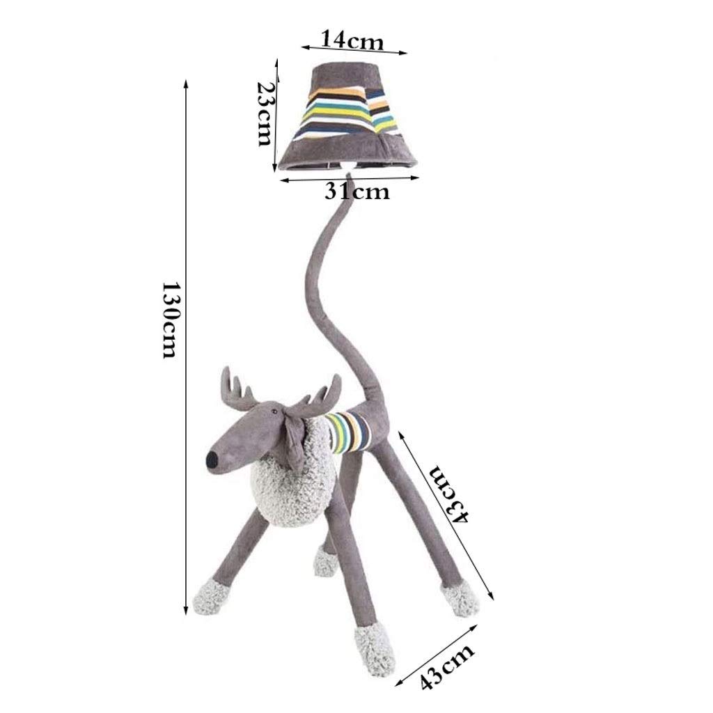**Personalized Cute Gray Plush Deer LED Floor Lamp - Adjustable Tail, Button Switch, Decorative Table Lamp for Bedroom, Living Room, Nursery & Office**