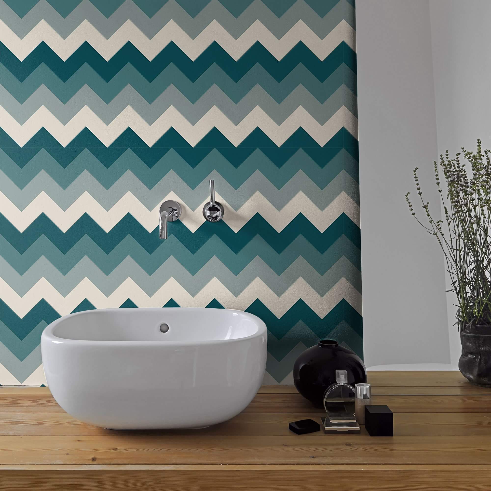 Blue Chevron Peel and Stick Removable Wallpaper 9335 - Self-Adhesive Geometric Pattern Wall Decal for Bedroom, Living Room, Nursery & Office Decor