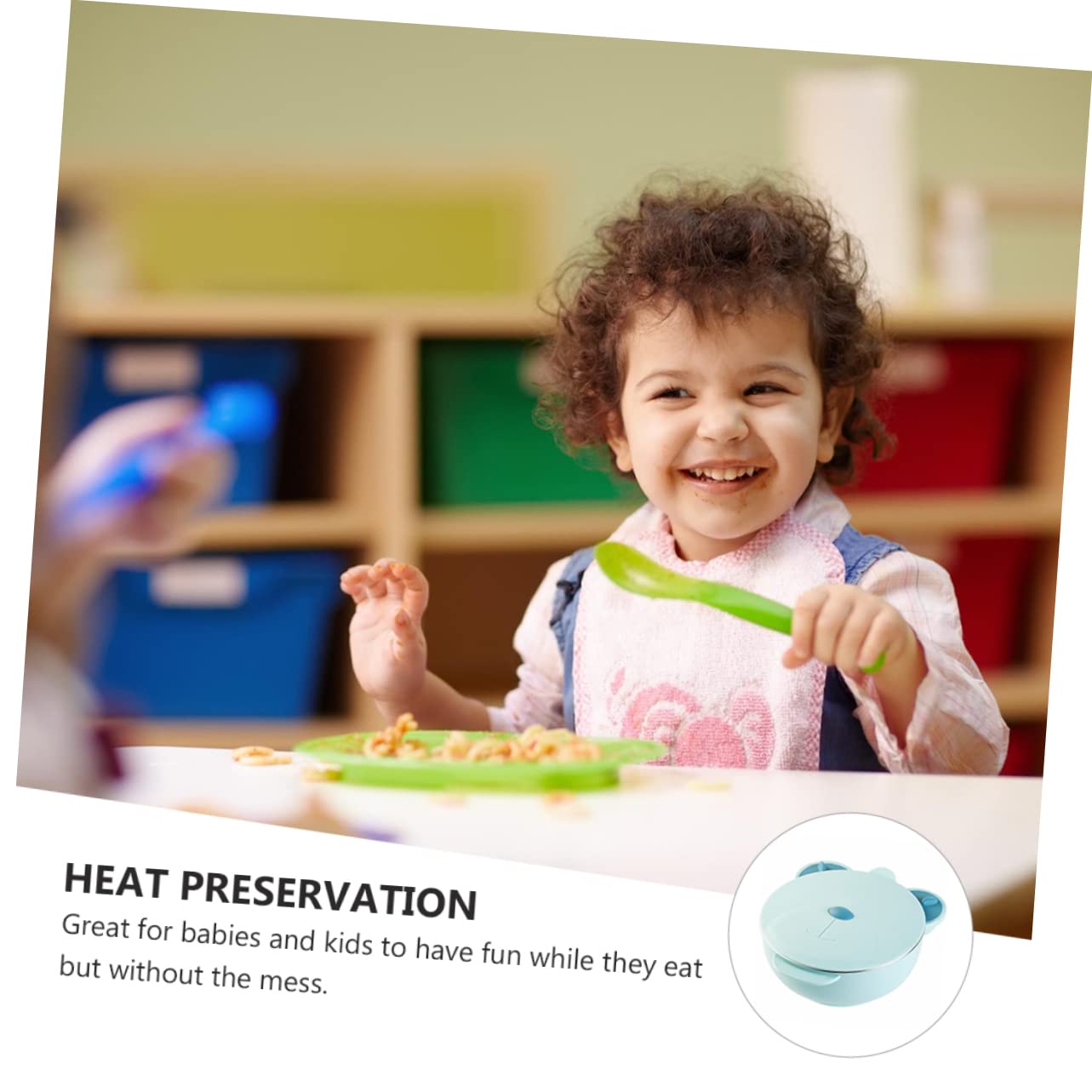 Hoement Stainless Steel Baby Food Warming Bowl with Suction Base - Non-Slip Toddler Feeding Plate for Complementary Foods - Perfect for Home, Travel & Daycare Use