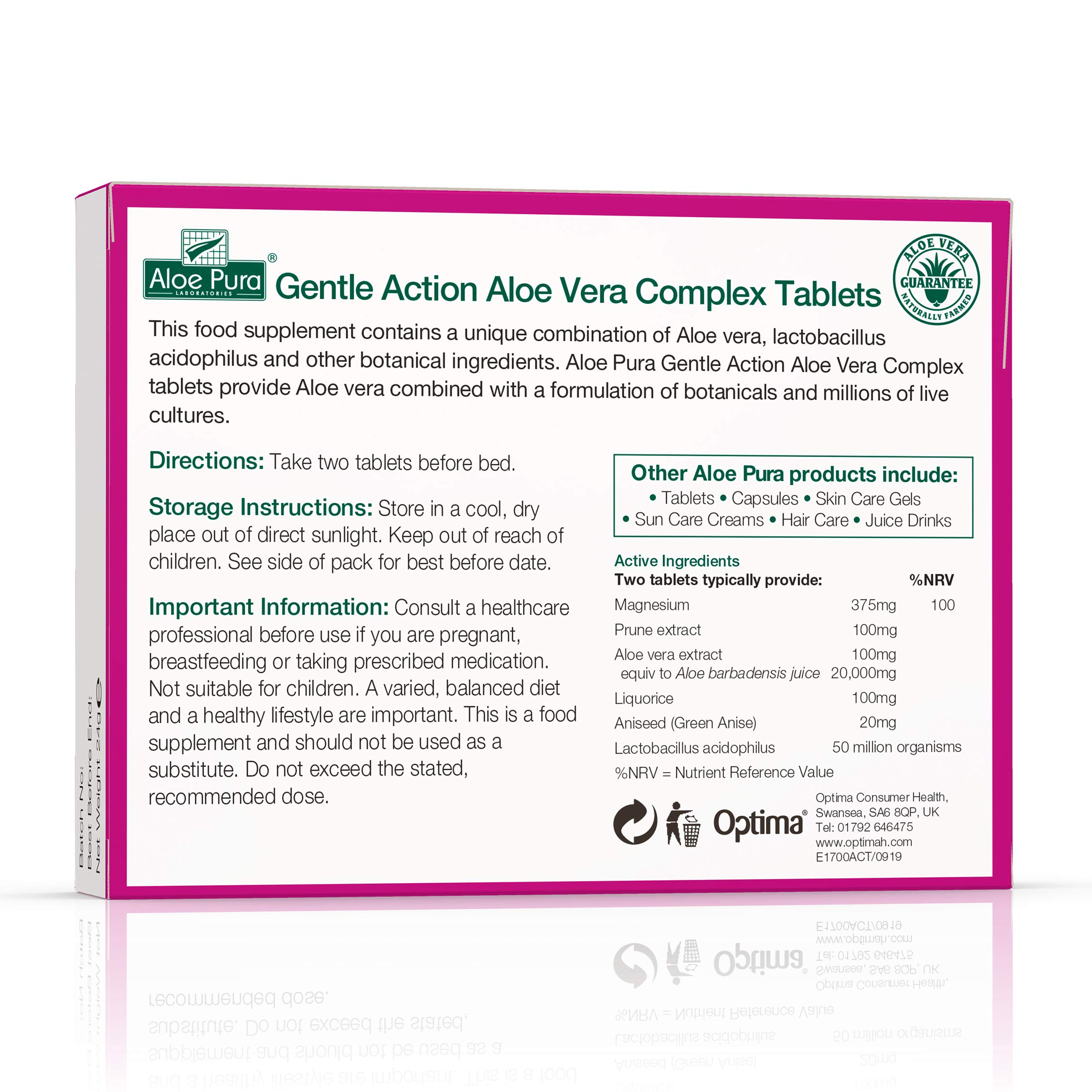 Aloe Pura Aloe Vera Gentle Action Complex Tablets - Natural Vegetarian Supplement, Cruelty-Free, 30 Count | Supports Digestive Health & Skin Wellness for Daily Detox