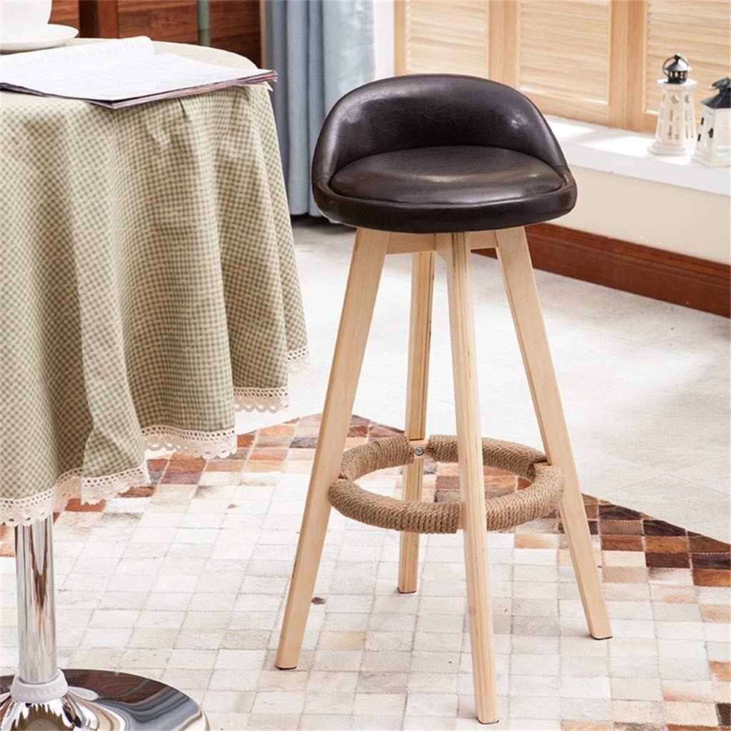 360° Swivel Bar Stools with Linen Seat & Wood Frame - Adjustable Height Dining Chairs for Pub, Café, Breakfast Bar, Counter & Kitchen - Perfect for Entertaining, Small Spaces & Modern Home Decor