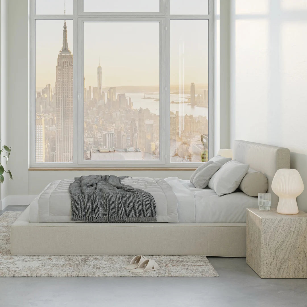 Premium Ultra Bed Set - Sturdy Bed Frame with Upholstered Headboard | Modern Bedroom Furniture for Master & Guest Rooms | Dune