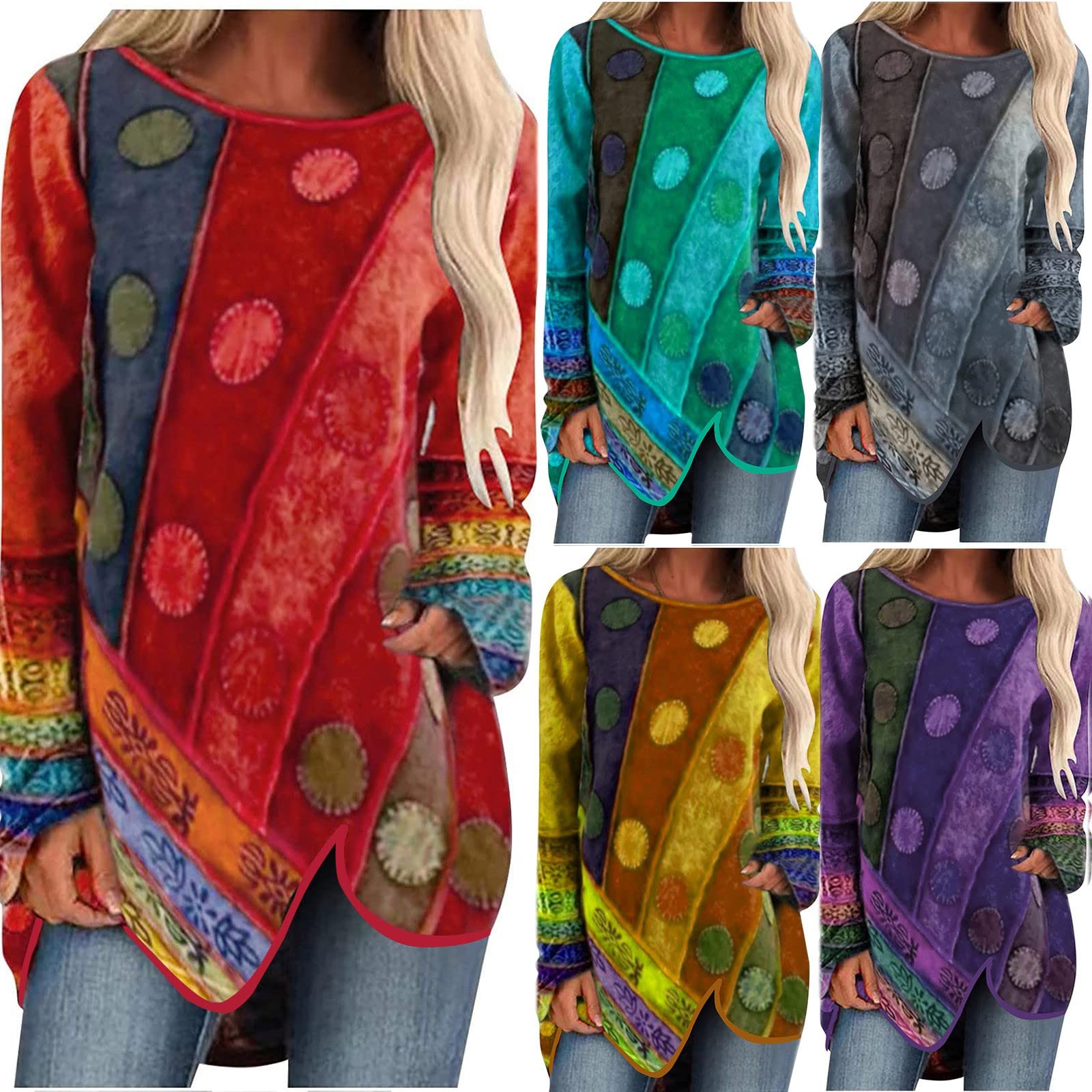 Women's Fall Fashion 2022 Tunic Tops - Dressy Casual Crewneck Sweatshirt Long Sleeve Loose Blouse to Wear with Leggings | Perfect for Work, Weekend & Layering Outfits