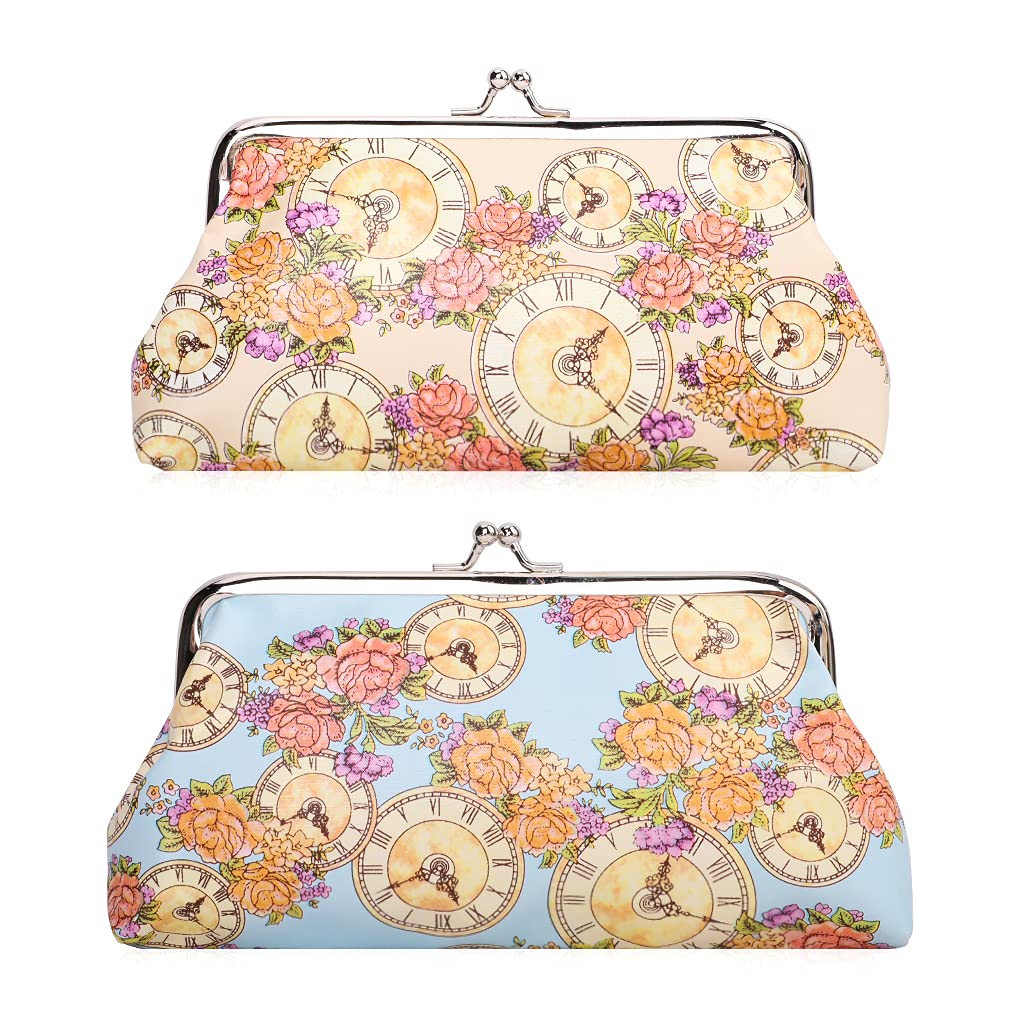 Vintage Kiss Lock Coin Purse - 2 Pack Large Clutch Wallet with Clasp Closure for Women | Perfect for Change, Cash & Cards | Ideal for Travel, Shopping & Everyday Use