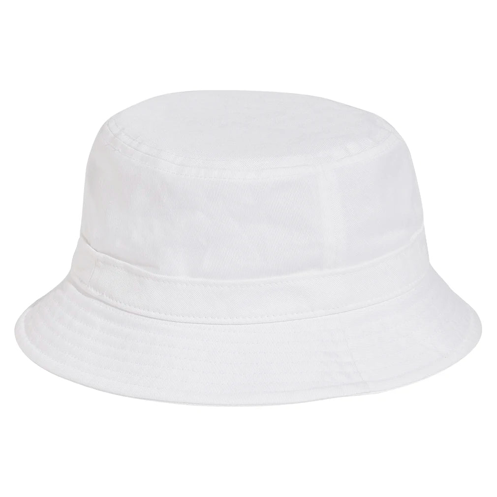 Adidas Adicolor Trefoil Bucket Hat - White Adjustable Cotton Sun Hat for Men & Women | Perfect for Beach, Hiking, and Outdoor Activities