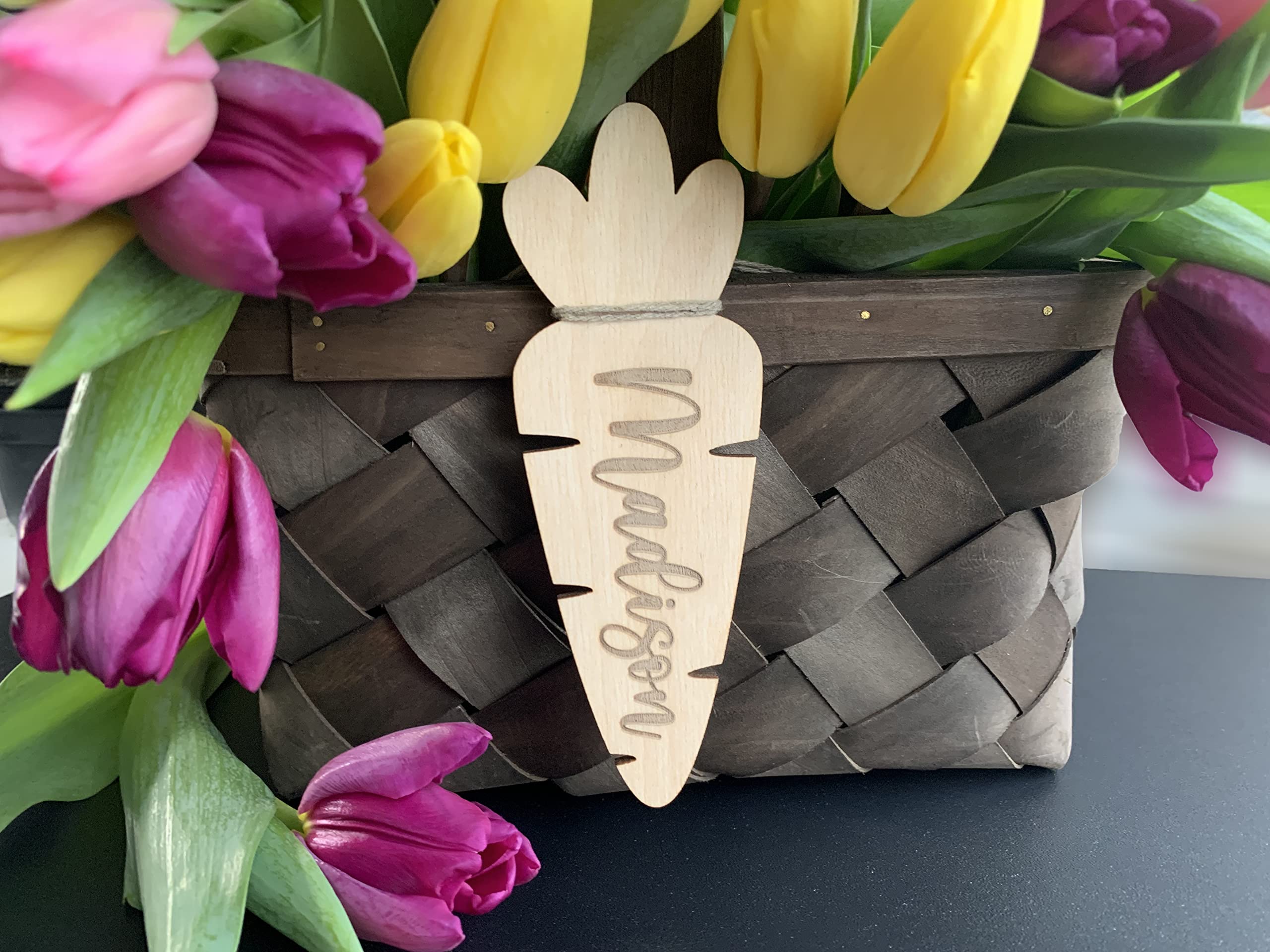 Personalized Easter Basket Tags & Custom Carrot Name Tags - Easter Table Decorations, Gift Tags & Place Cards for Easter Party, Egg Hunt & Spring Celebrations