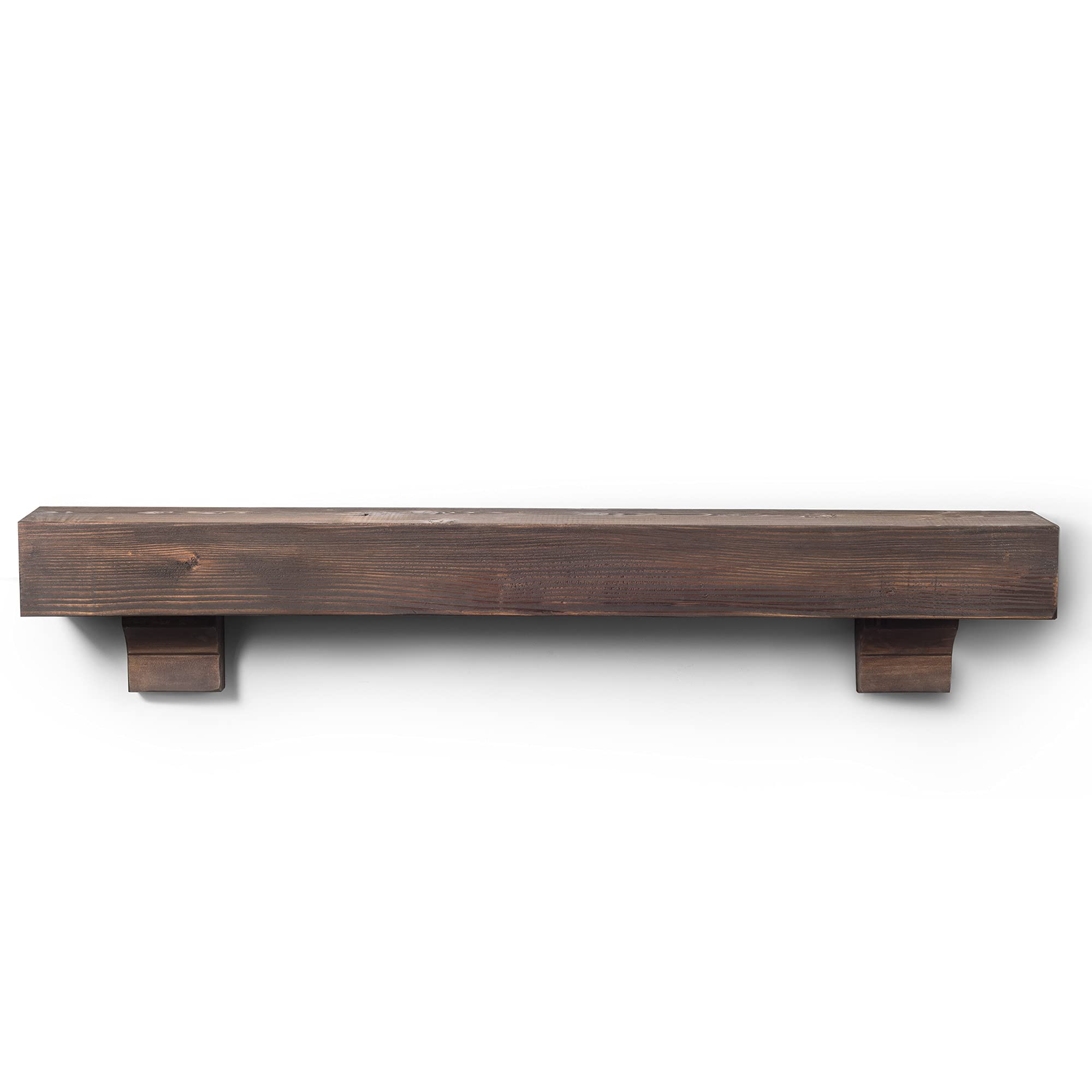Rustic Pine Wood Fireplace Mantel Shelf with Corbels - Farmhouse Wall Decor for Living Room