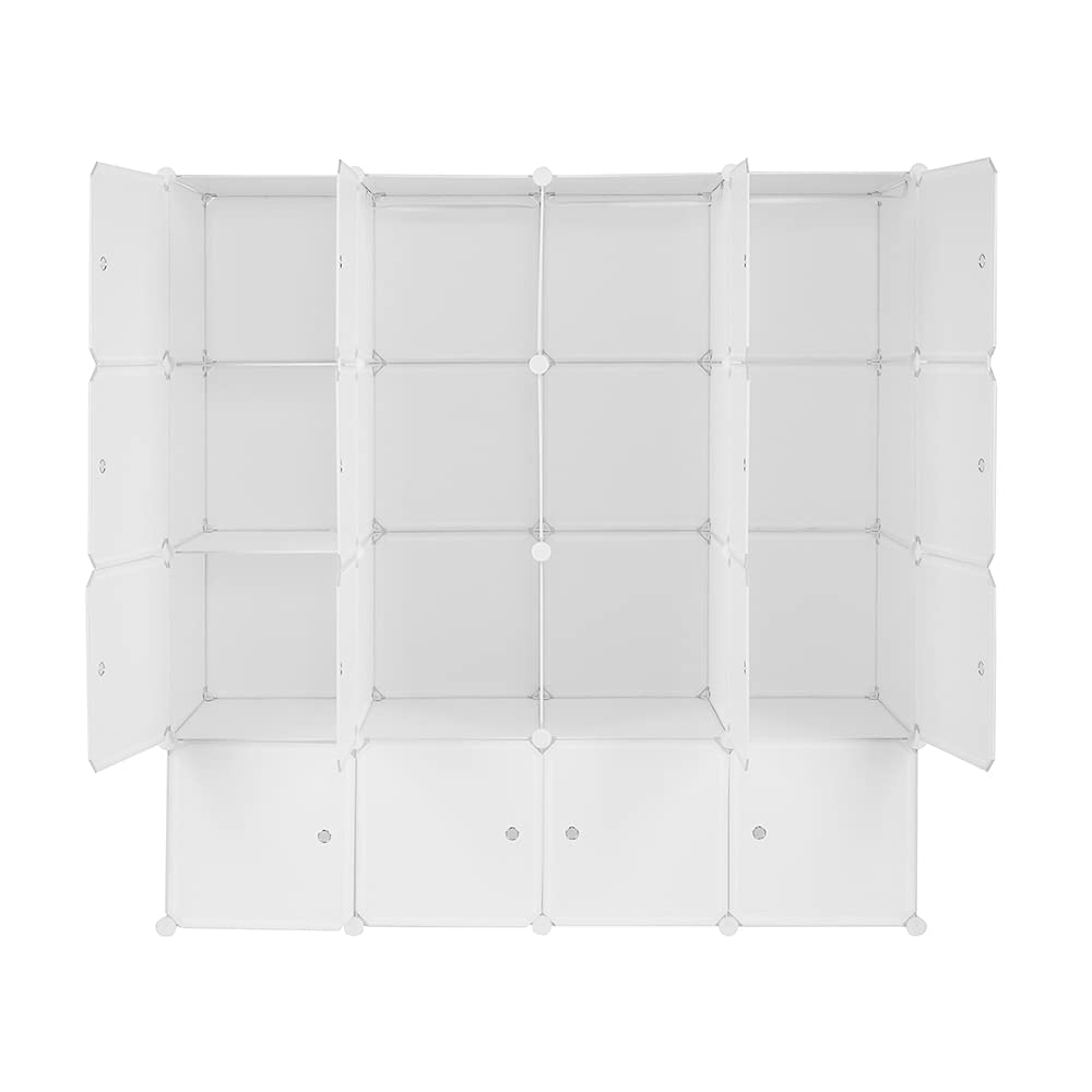 16-Cubby Closet Organizer with Storage Shelves - White Clothes Storage Solution for Home, Office & Bedroom - Perfect for Organizing Clothes, Shoes & Accessories in Small Spaces