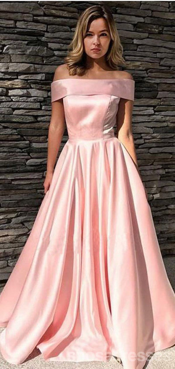 Elegant Pink A-Line Off Shoulder Long Prom Dress for Women - Perfect for Homecoming, Ballroom Dance & Formal Events - 12612