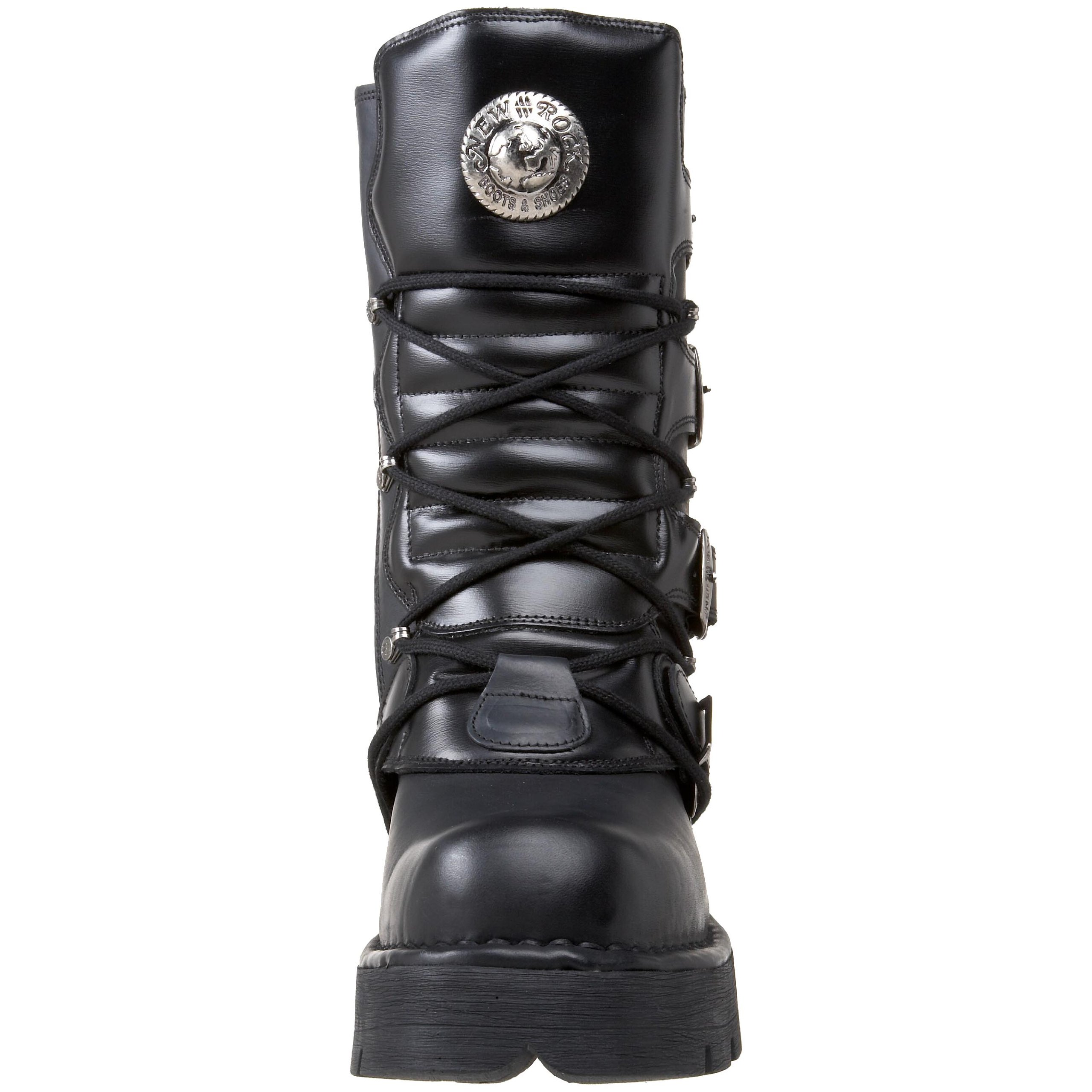 New Rock Men's Boots - Stylish & Durable Leather Combat Boots for Motorcycle Riding, Hiking & Outdoor Adventures