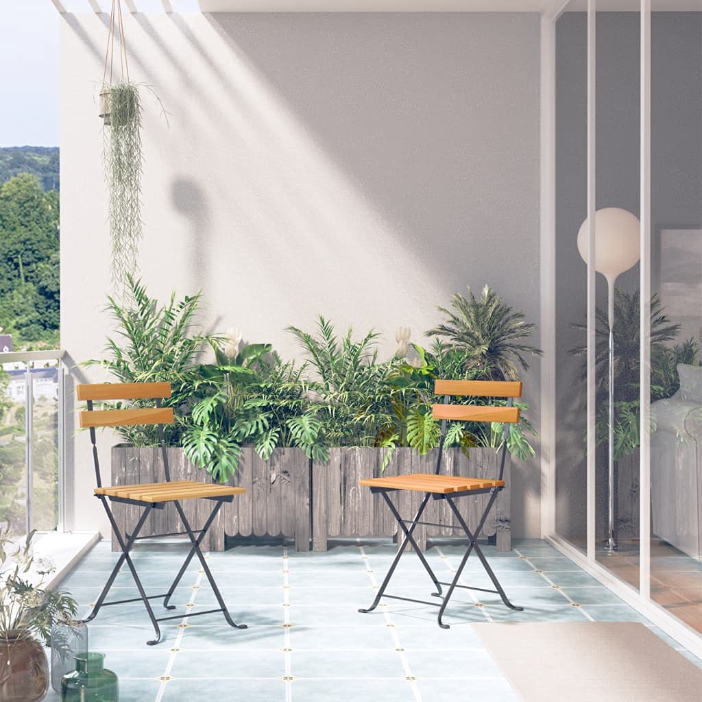 FAMIROSA 2-Pack Folding Patio Chairs - Steel Frame with Solid Acacia Wood - 22 lbs - Outdoor Furniture for Garden, Poolside, and Backyard Relaxation