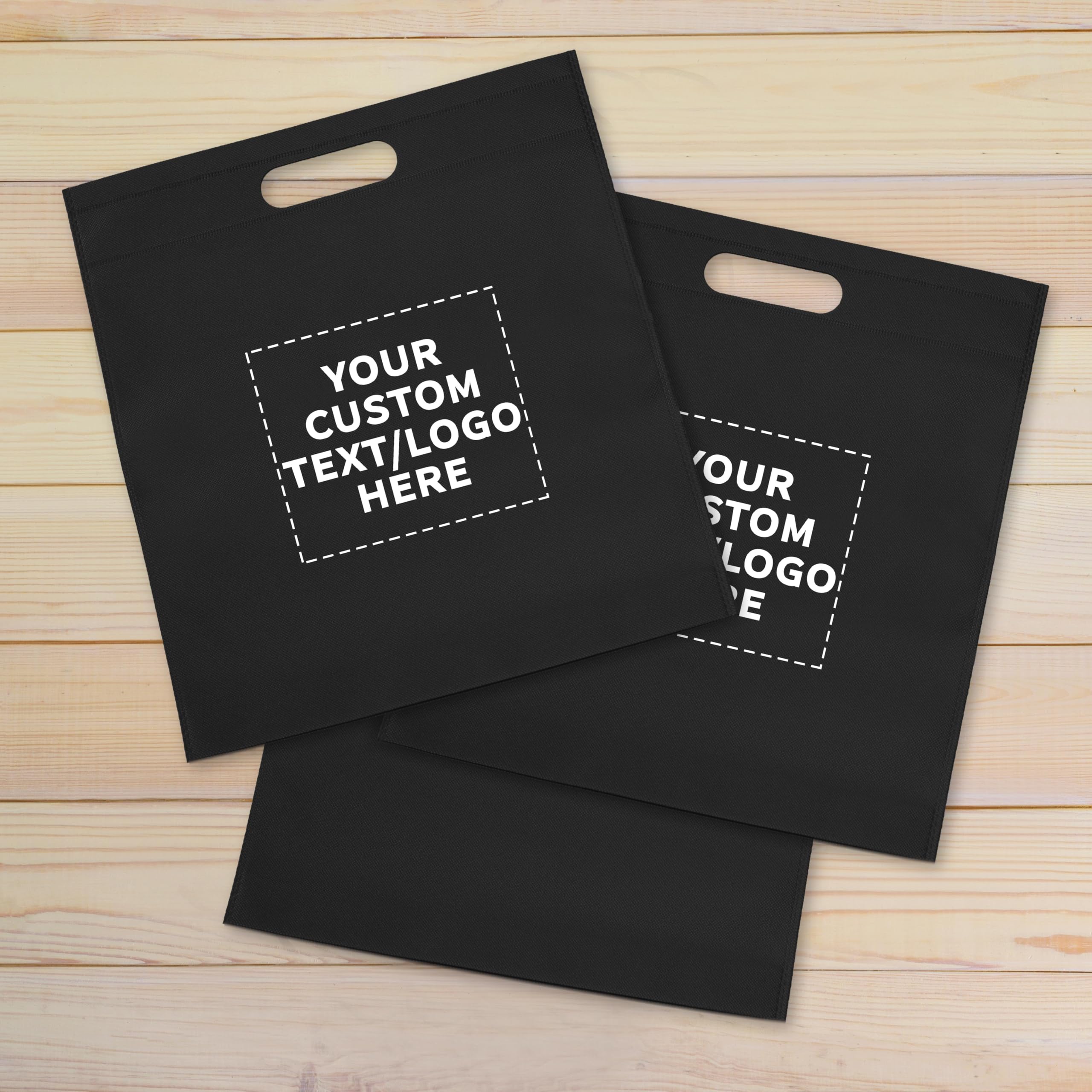 50 Pack Customizable Non-Woven Tote Bags with Die-Cut Handles - Eco-Friendly, Reusable 15