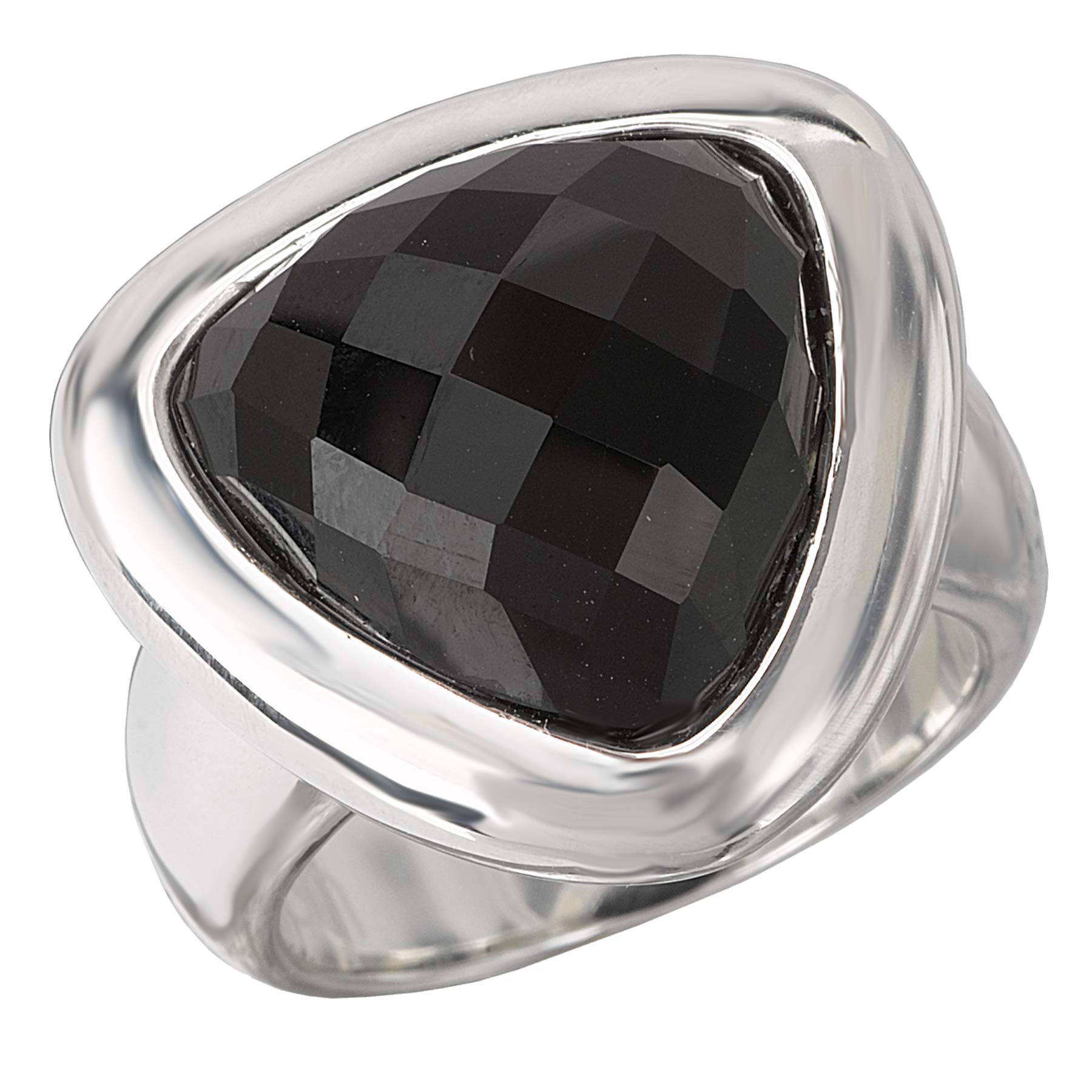 925 Sterling Silver Triangle Cushion-Cut Onyx Ring for Women - Size 6-8 - Elegant Gothic Jewelry for Evening Parties, Date Nights & Special Occasions
