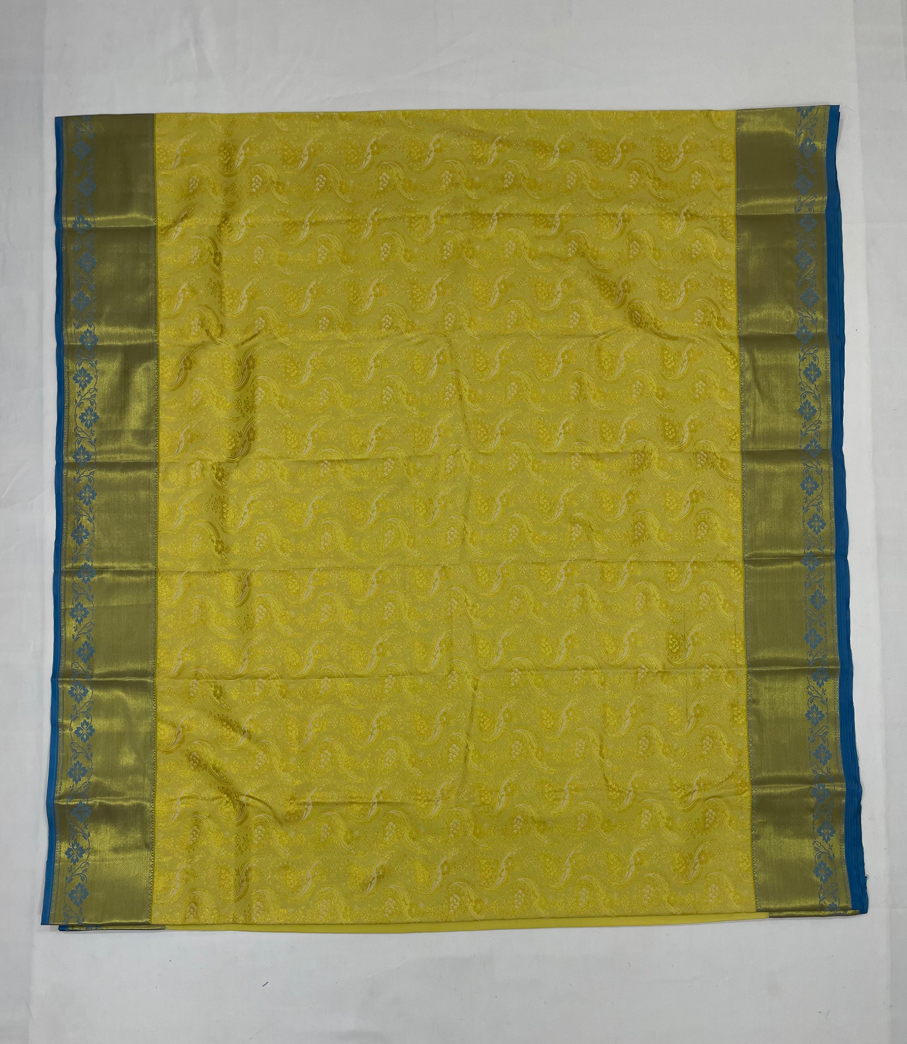 Elegant Yellow Pure Kanchi Silk Saree with Gold Zari Work for Women | Traditional Indian Attire for Weddings, Festivals & Special Occasions