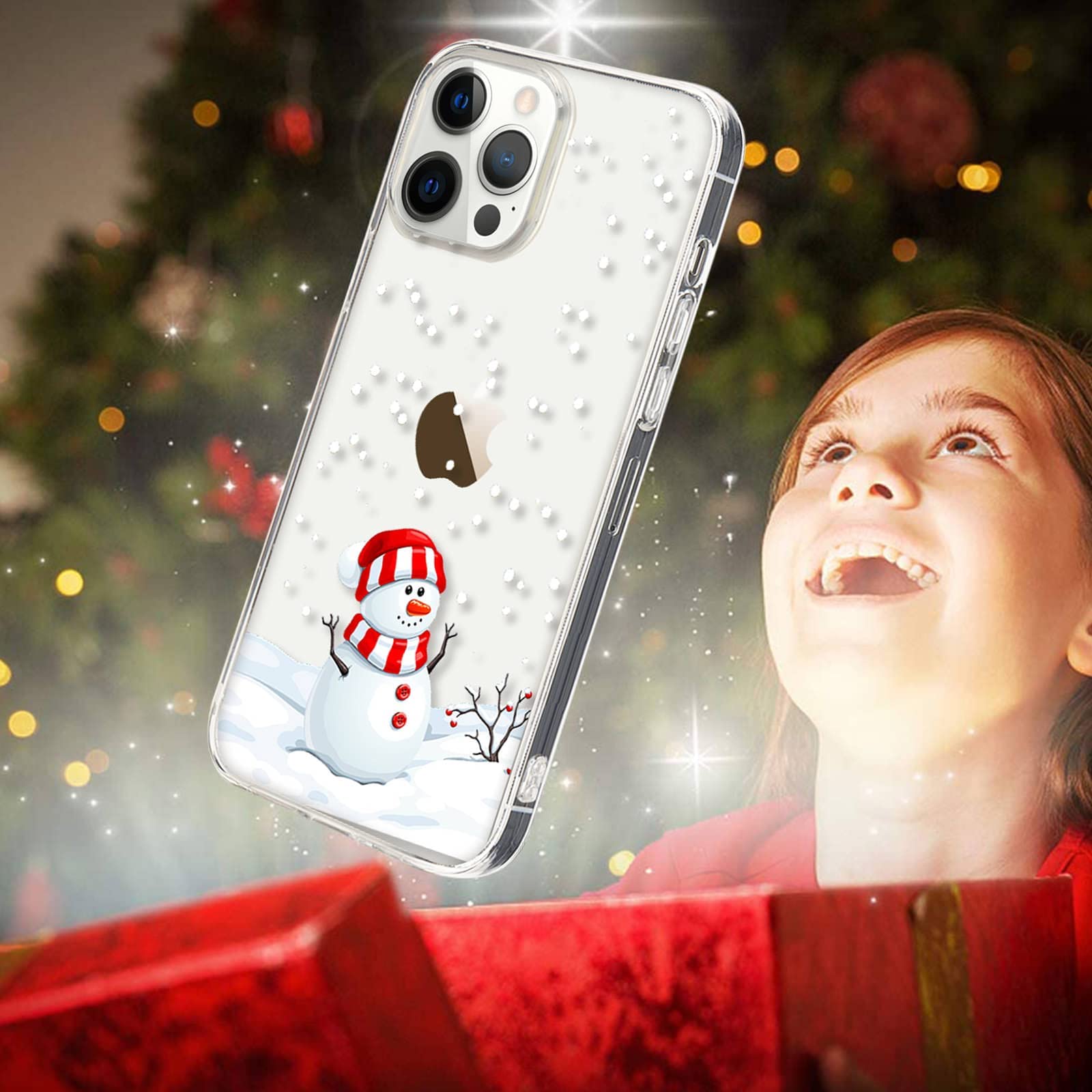 **Lafunda Christmas iPhone 12 Pro Max Case - Liquid Silicone & TPU Bumper, Cute Clear Glitter Snowflake Design - Protective Cover for Women, Men & Girls - Perfect for Holiday Gifts & Winter Celebrations**